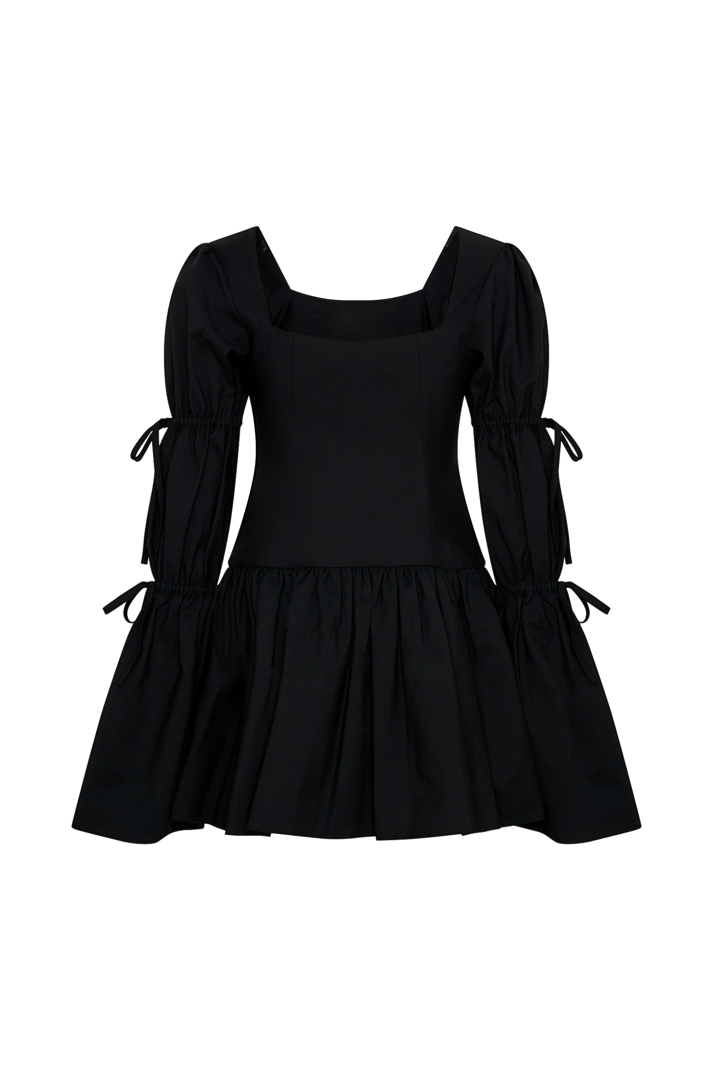 Robe mini en coton à manches longues Raine - Noir