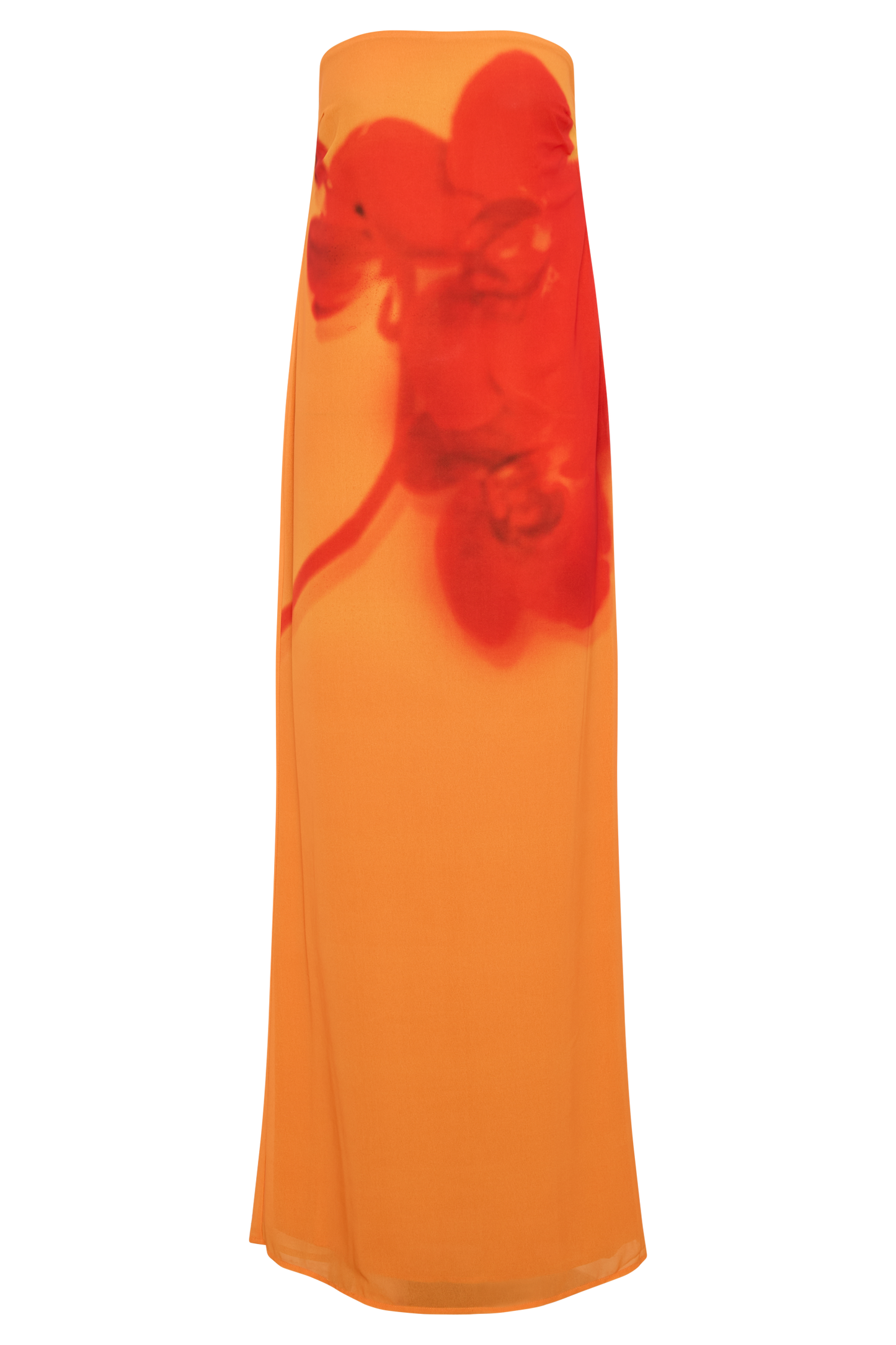 Robe Maxi en Chiffon sans Bretelles Amaya - Imprimé Orchidée Koi