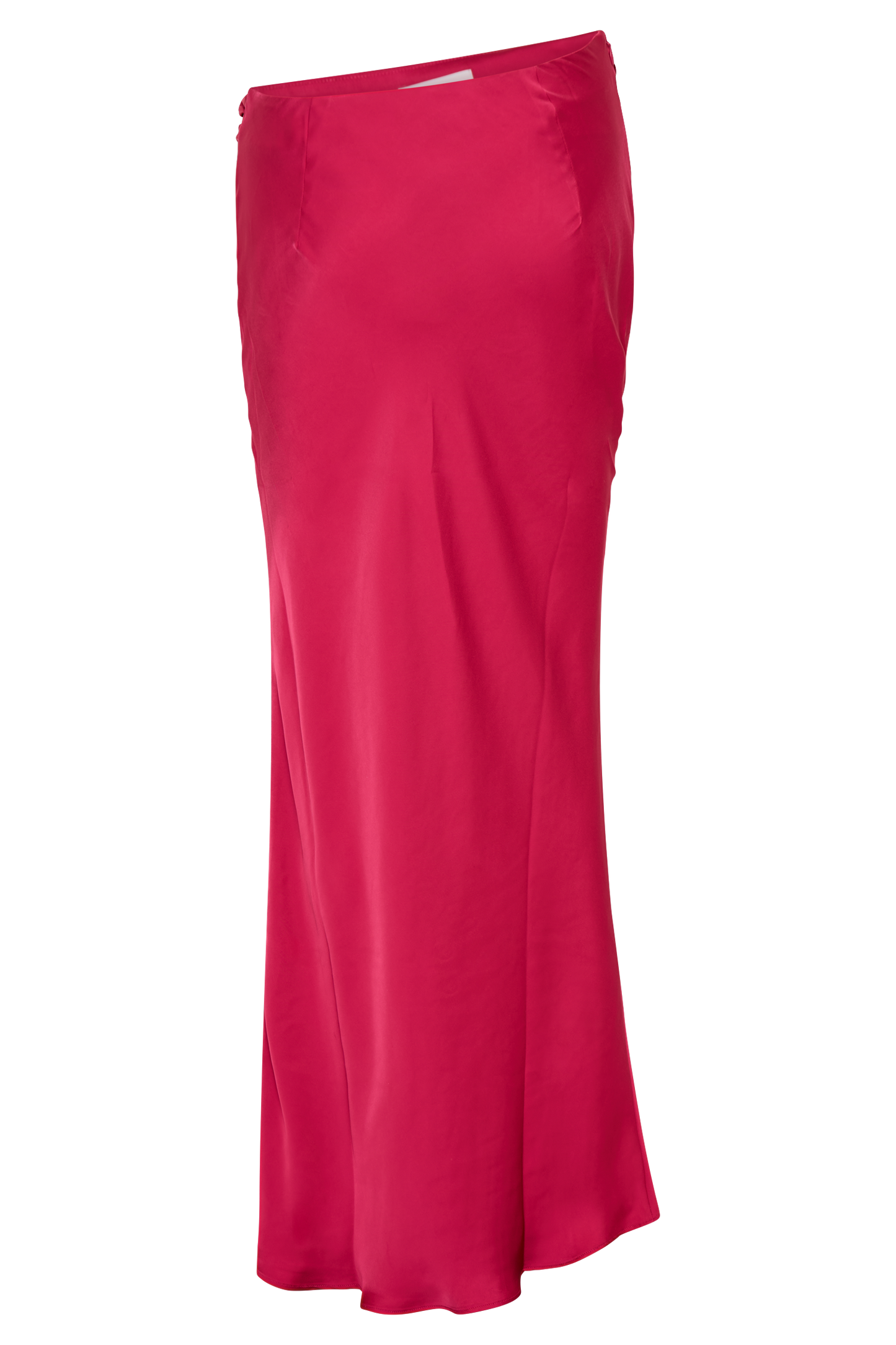 Jupe Maxi Asymétrique en Satin Nicola - Cerise Rose