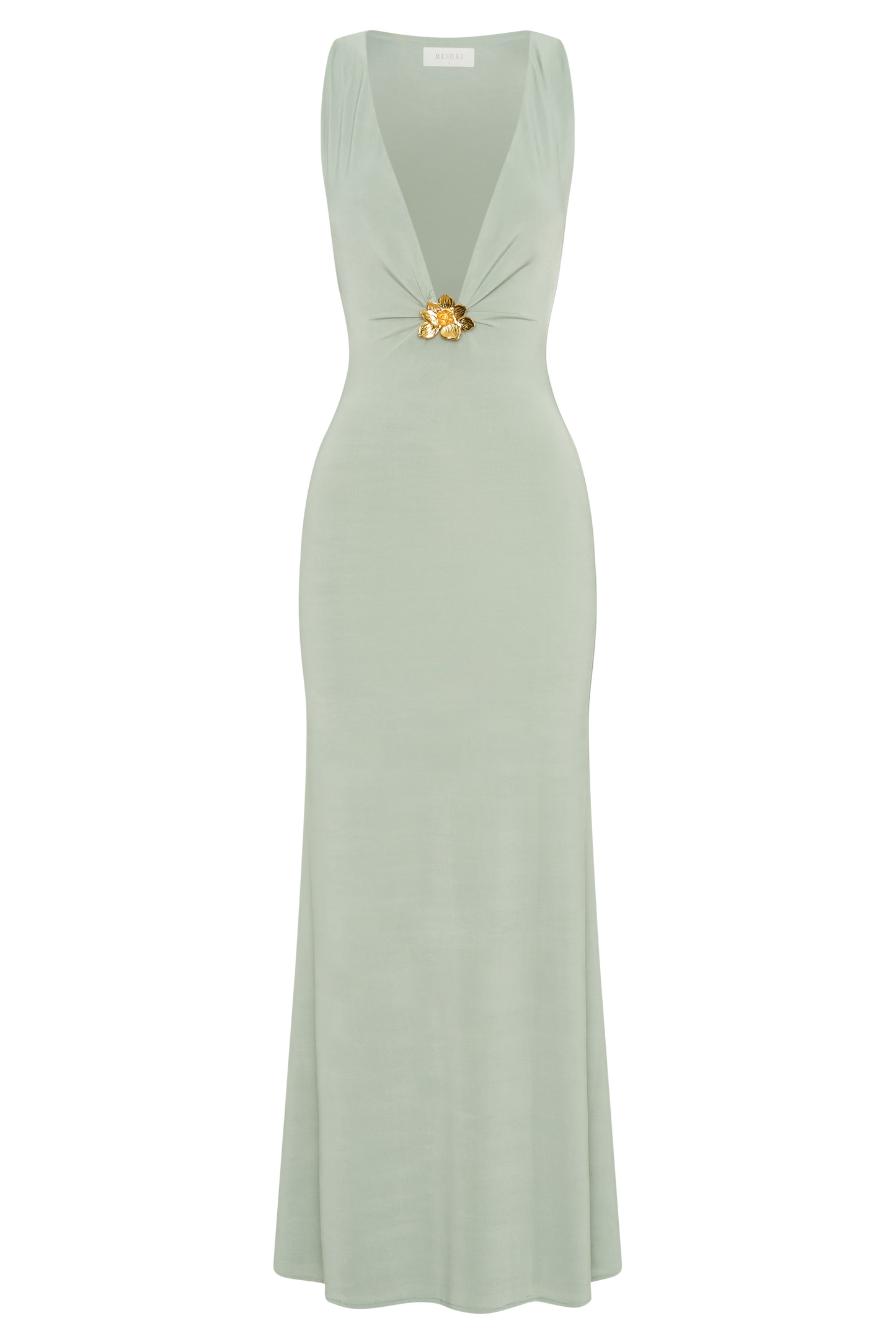 Robe Maxi Beck à Décolleté Plongeant avec Frotterie Florale - Basil