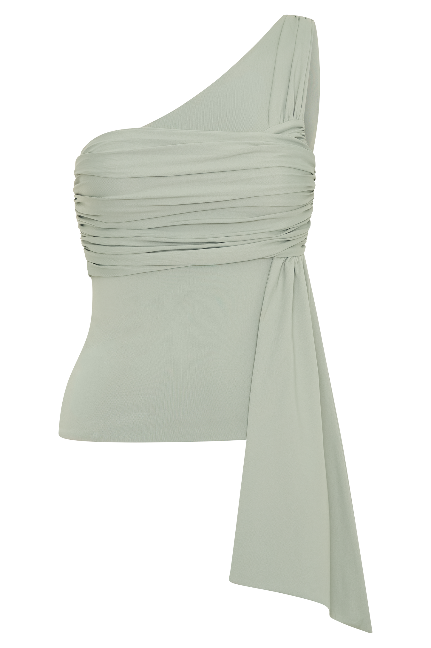 Sera Haut en nylon recyclé à une épaule avec drapé - Basil