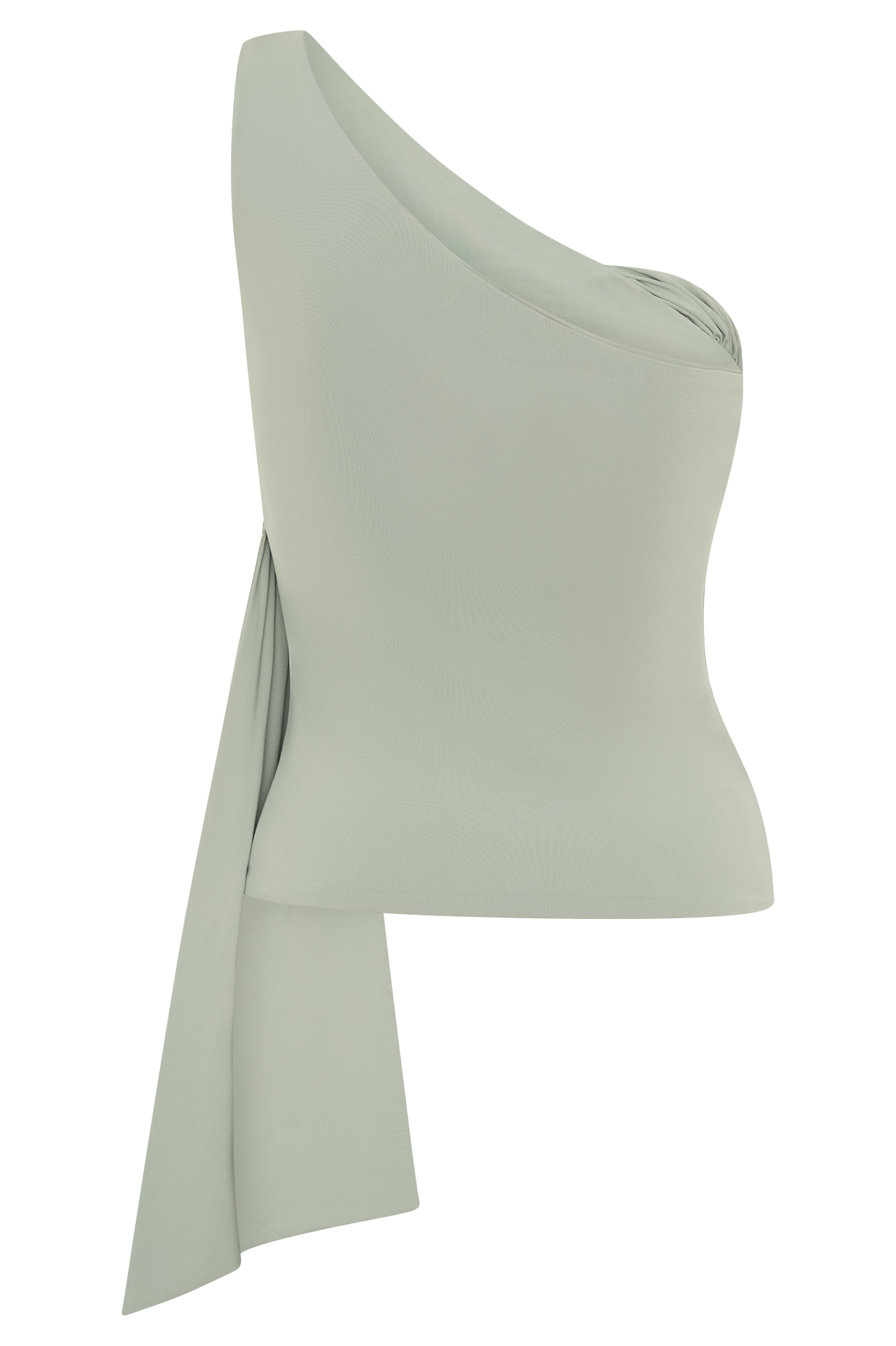 Sera Haut en nylon recyclé à une épaule avec drapé - Basil