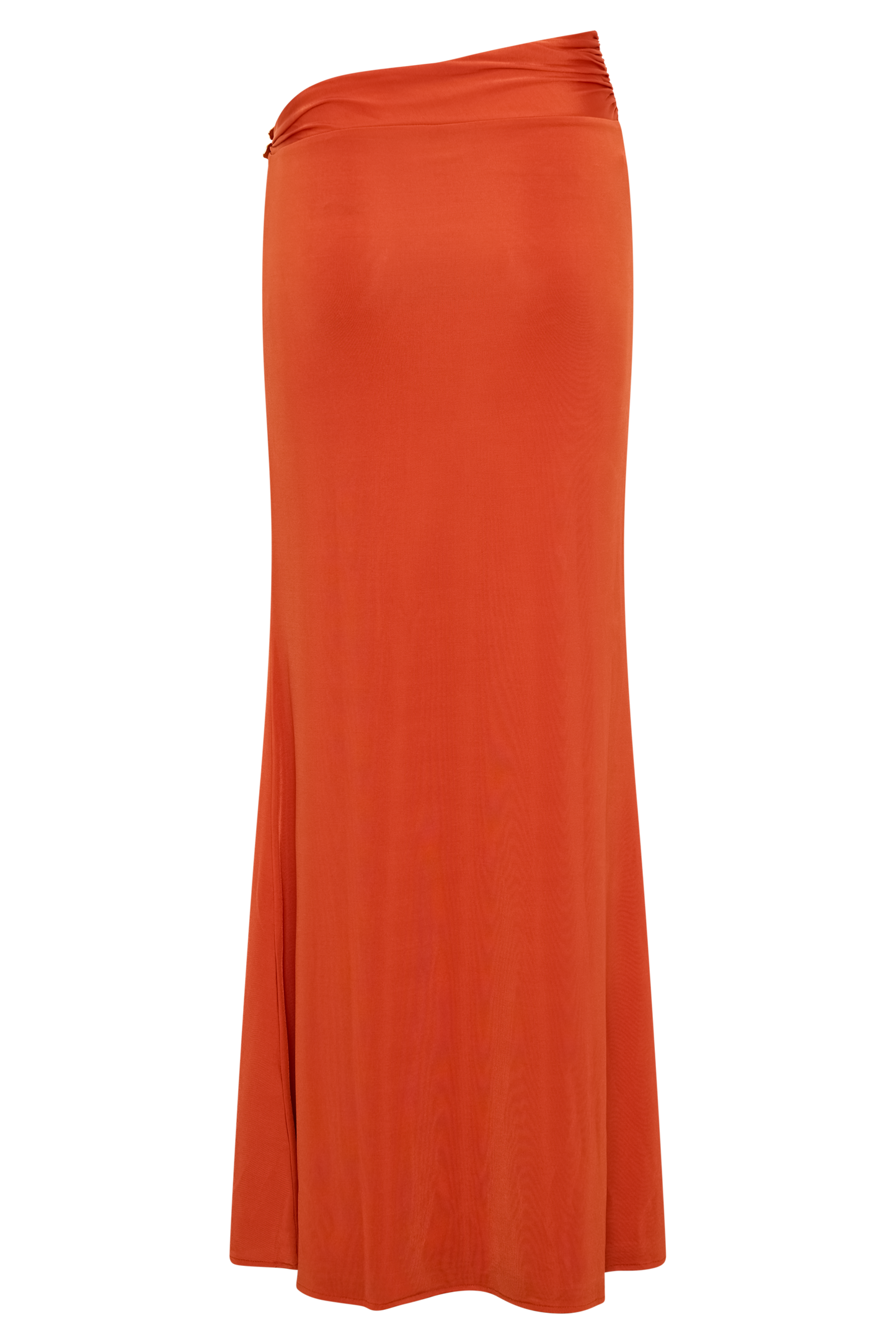 Jupe Maxi Asymétrique Ainsley avec Frotterie Florale - Orange Brûlé