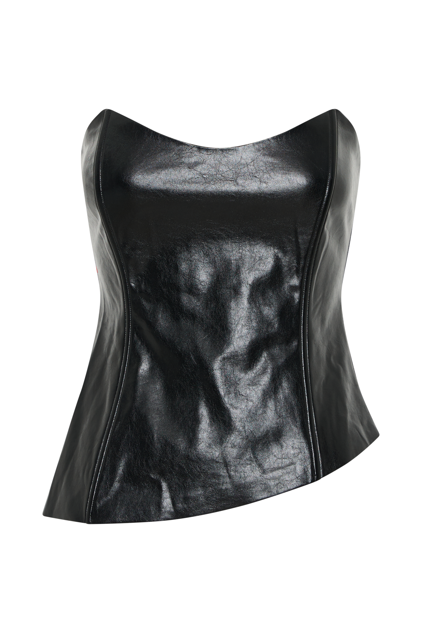 Haut sans bretelles en simili cuir Allana - Noir