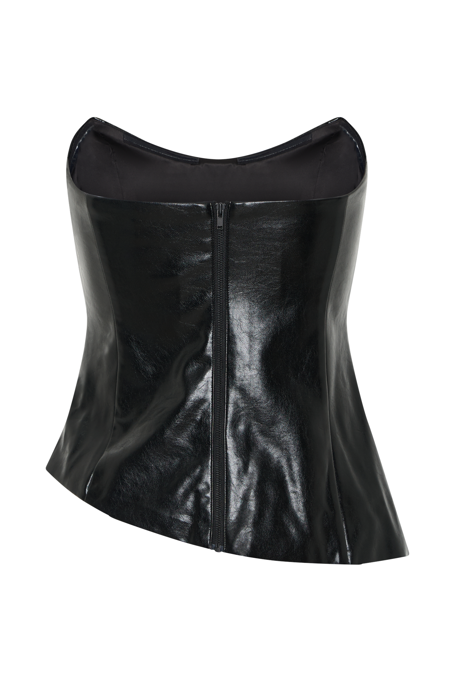 Haut sans bretelles en simili cuir Allana - Noir