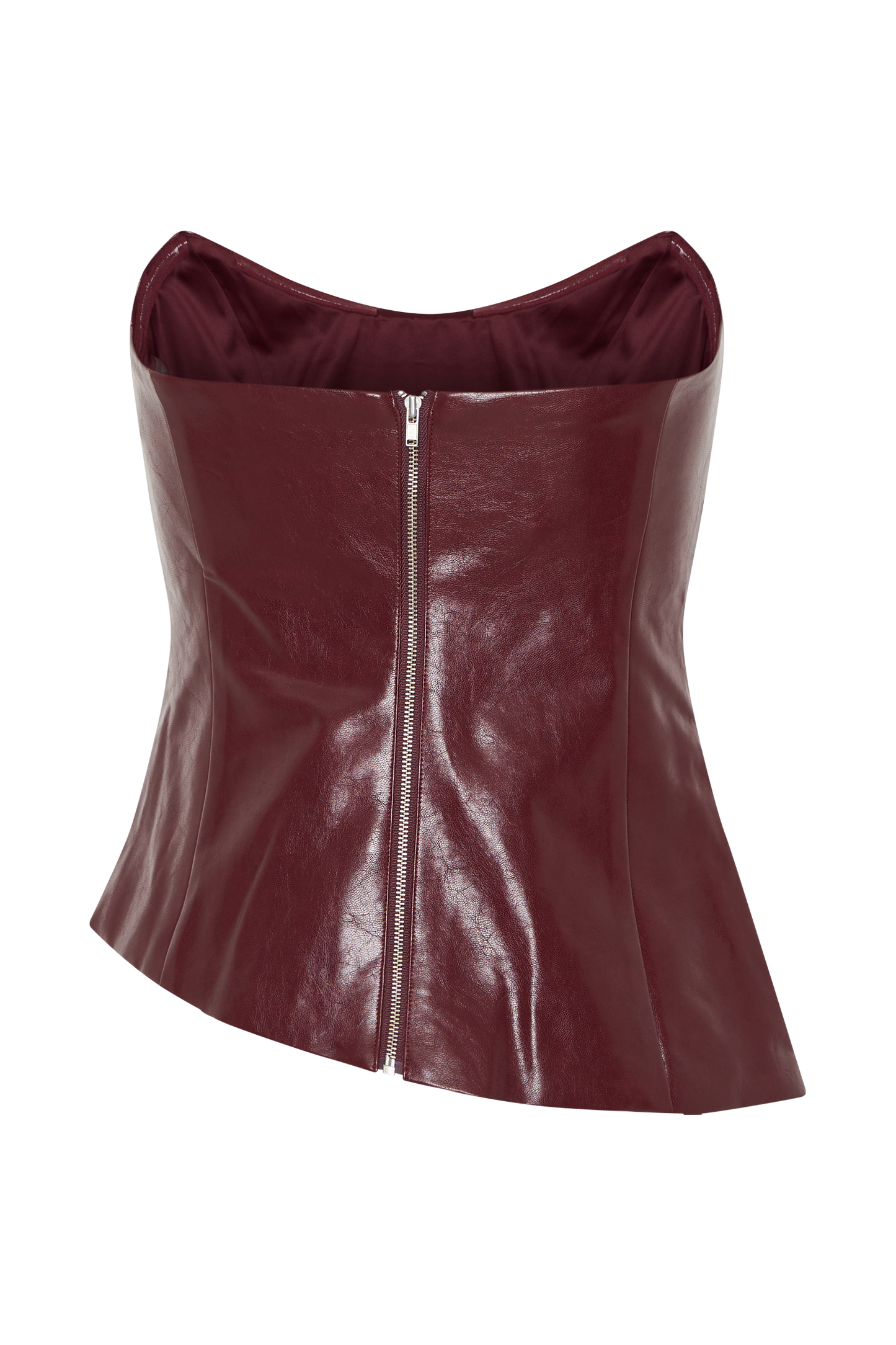 Top sans bretelles en simili cuir Allana - Rouge cerise