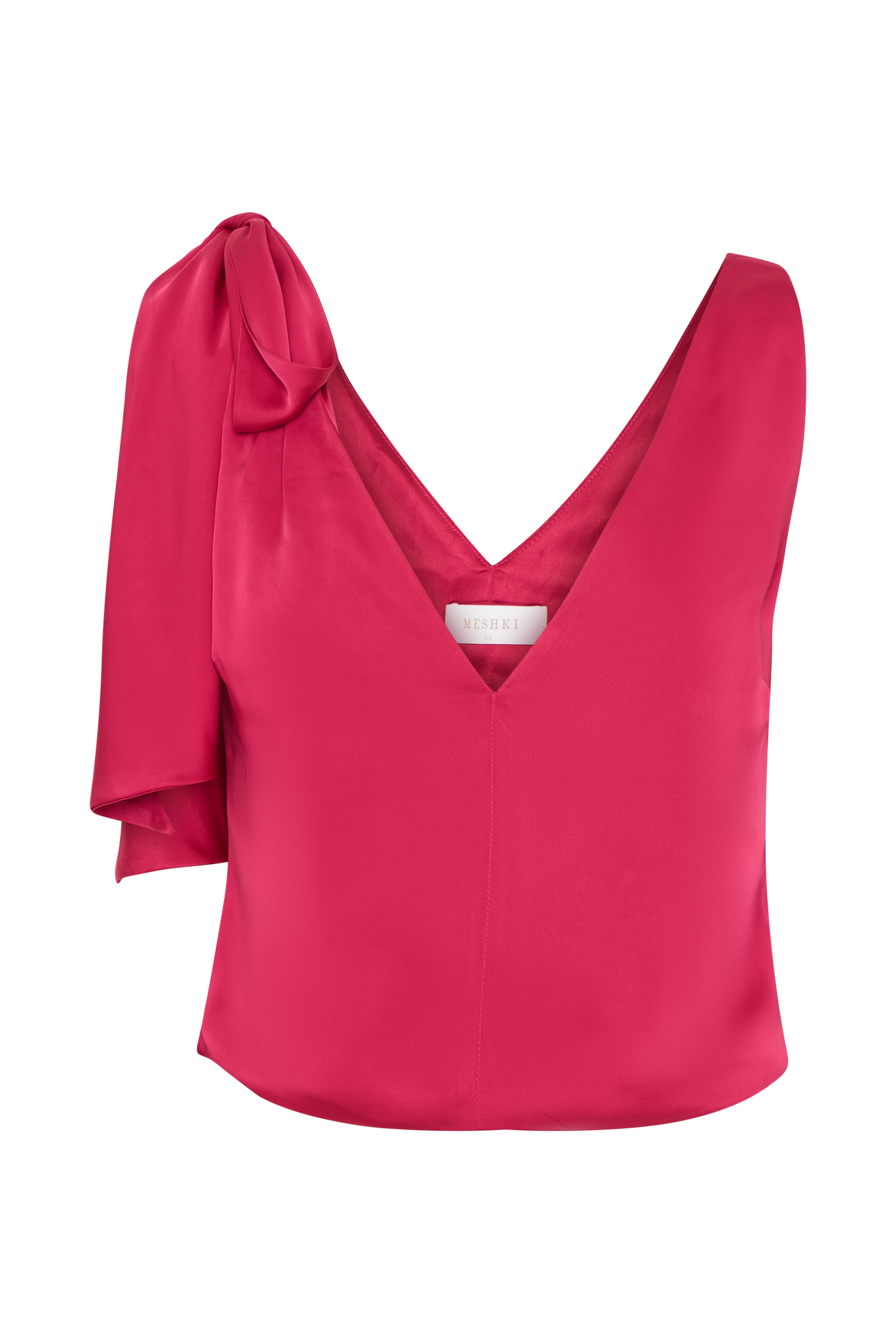Top sans manches Nicola en satin avec détail nœud - Cerise rose