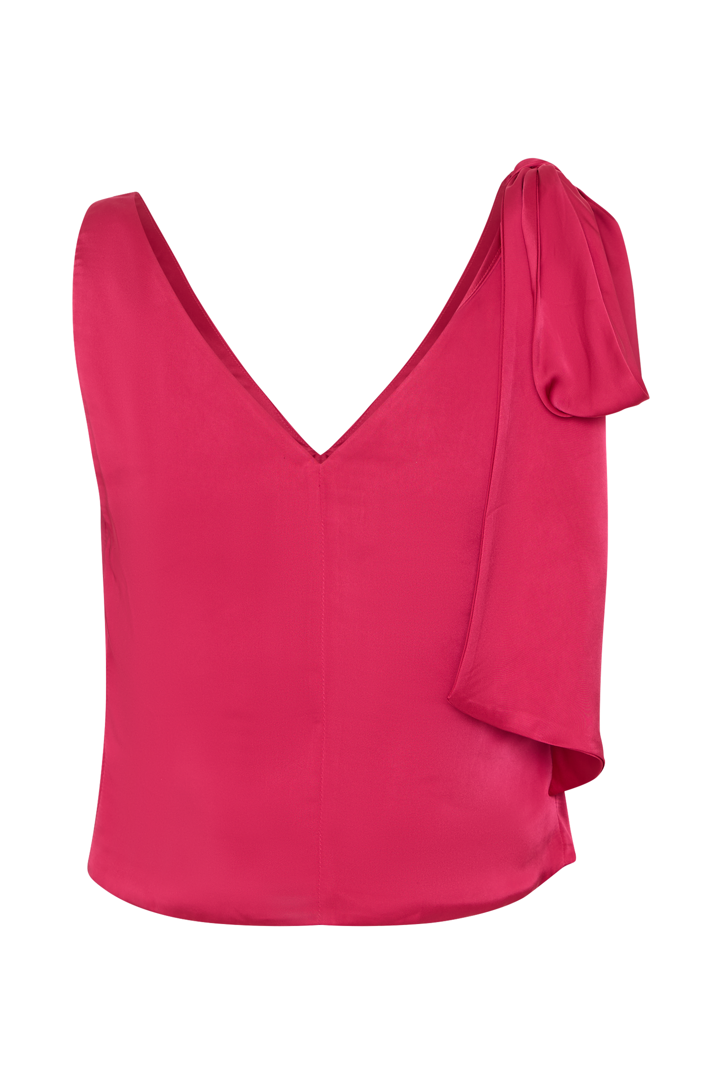 Top sans manches Nicola en satin avec détail nœud - Cerise rose