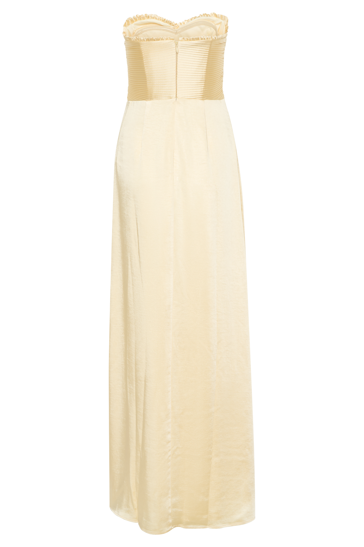 Robe longue satinée Larissa avec pétales froncés - Citron