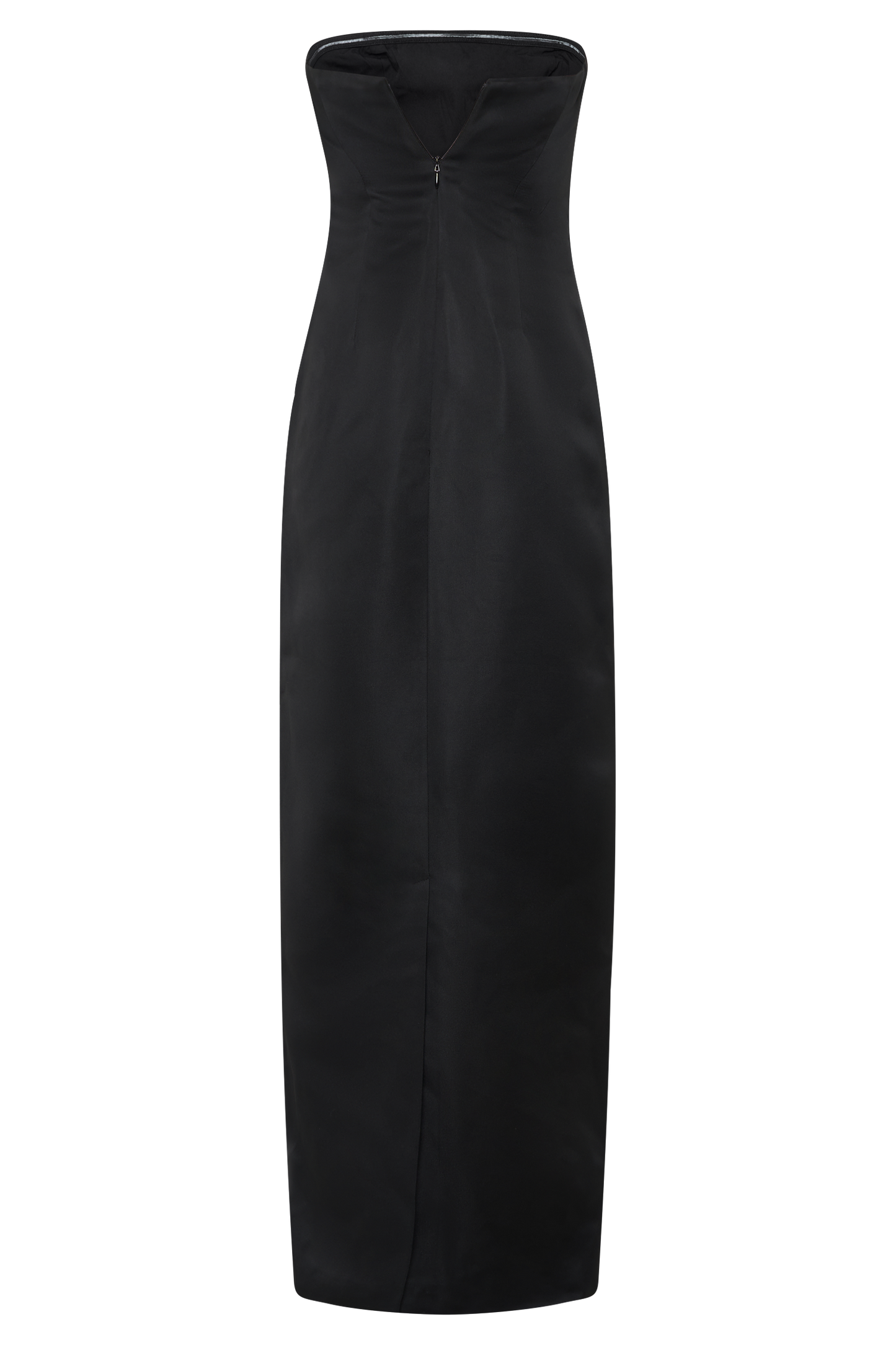 Robe Maxi en Satin à Structure Définie et Sans Bretelles Cyrill - Noir