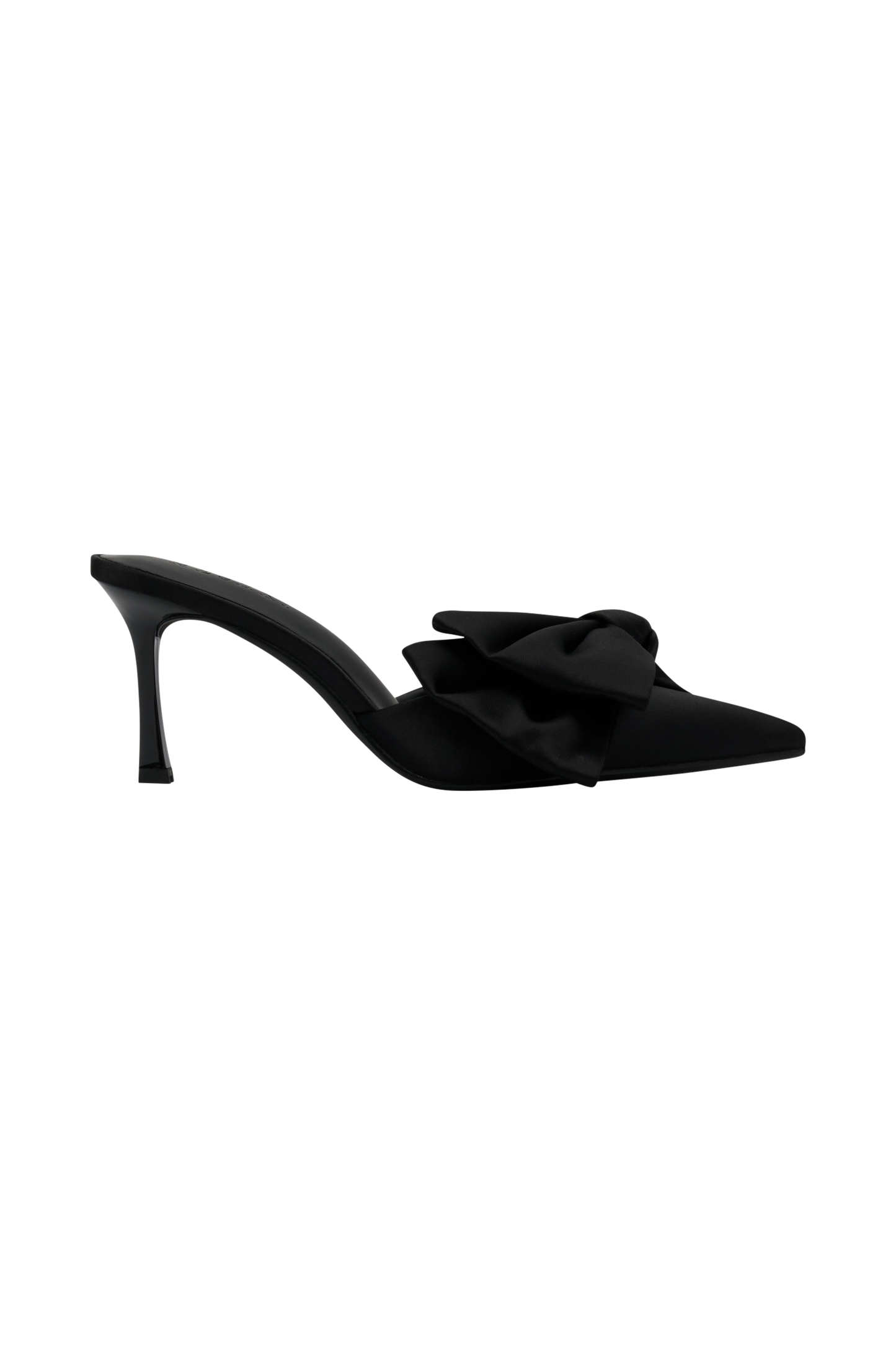 Elena, talons satinés à nœud et bout pointu - Noir