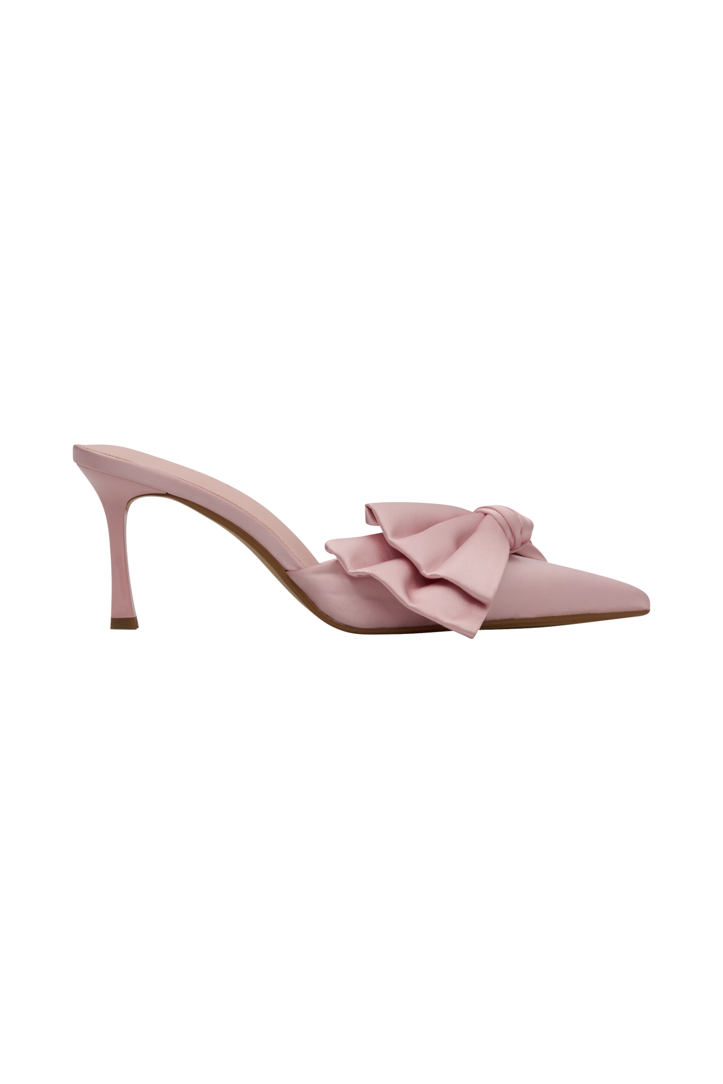 Elena, talons satinés à nœud pointus - Rose pastel