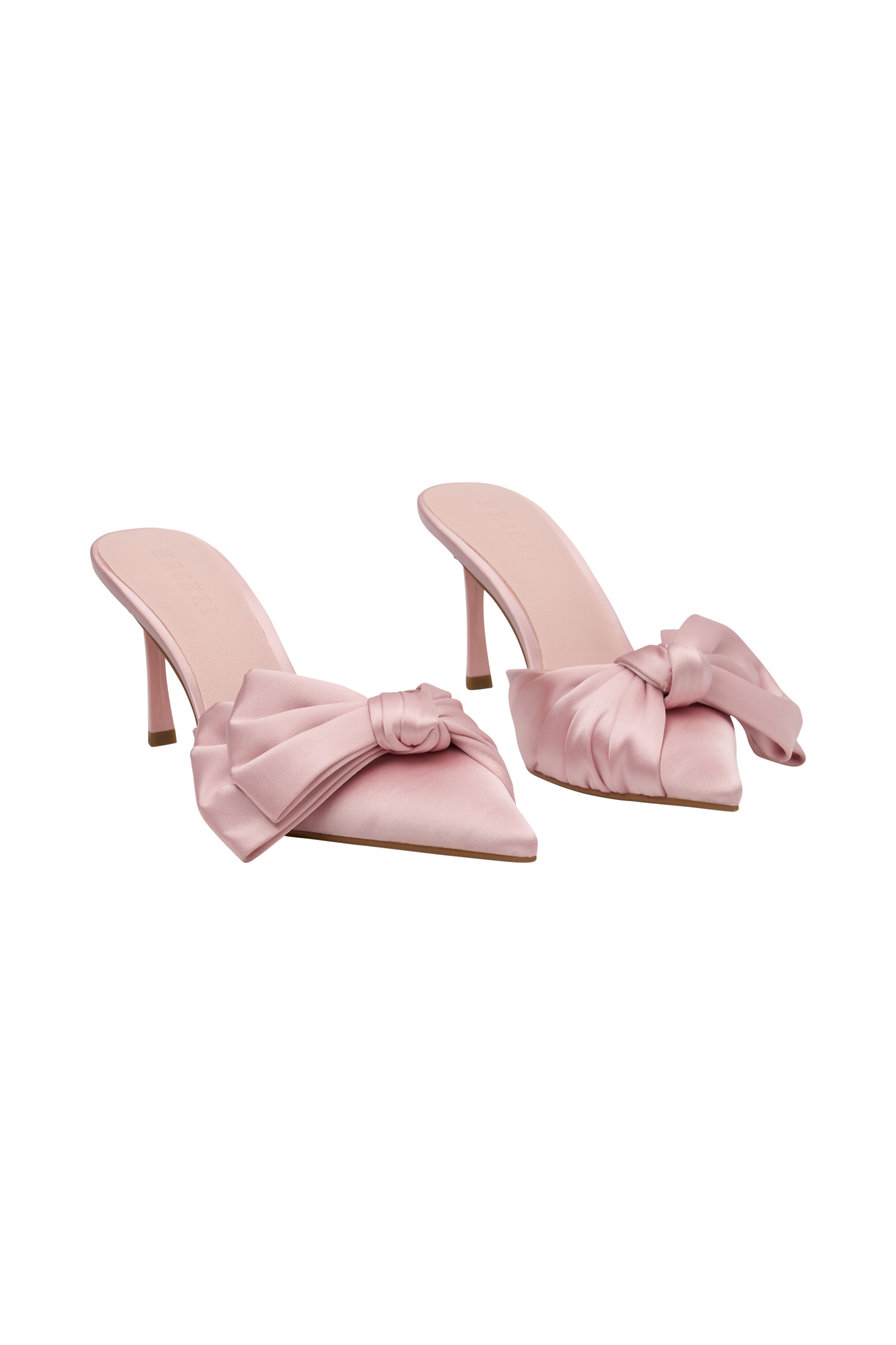 Elena, talons satinés à nœud pointus - Rose pastel
