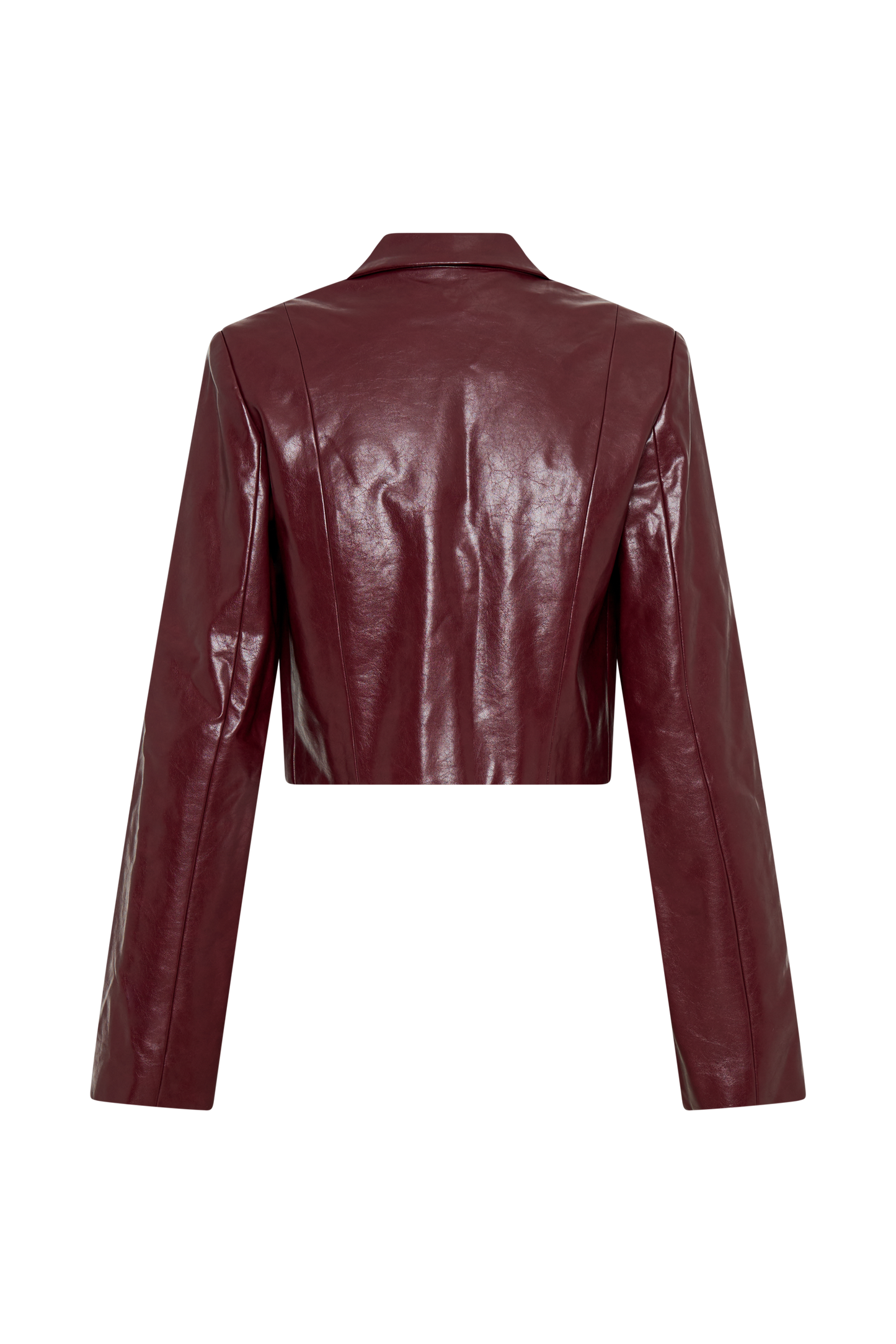 Top Oli en simili cuir à manches longues - Rouge cerise