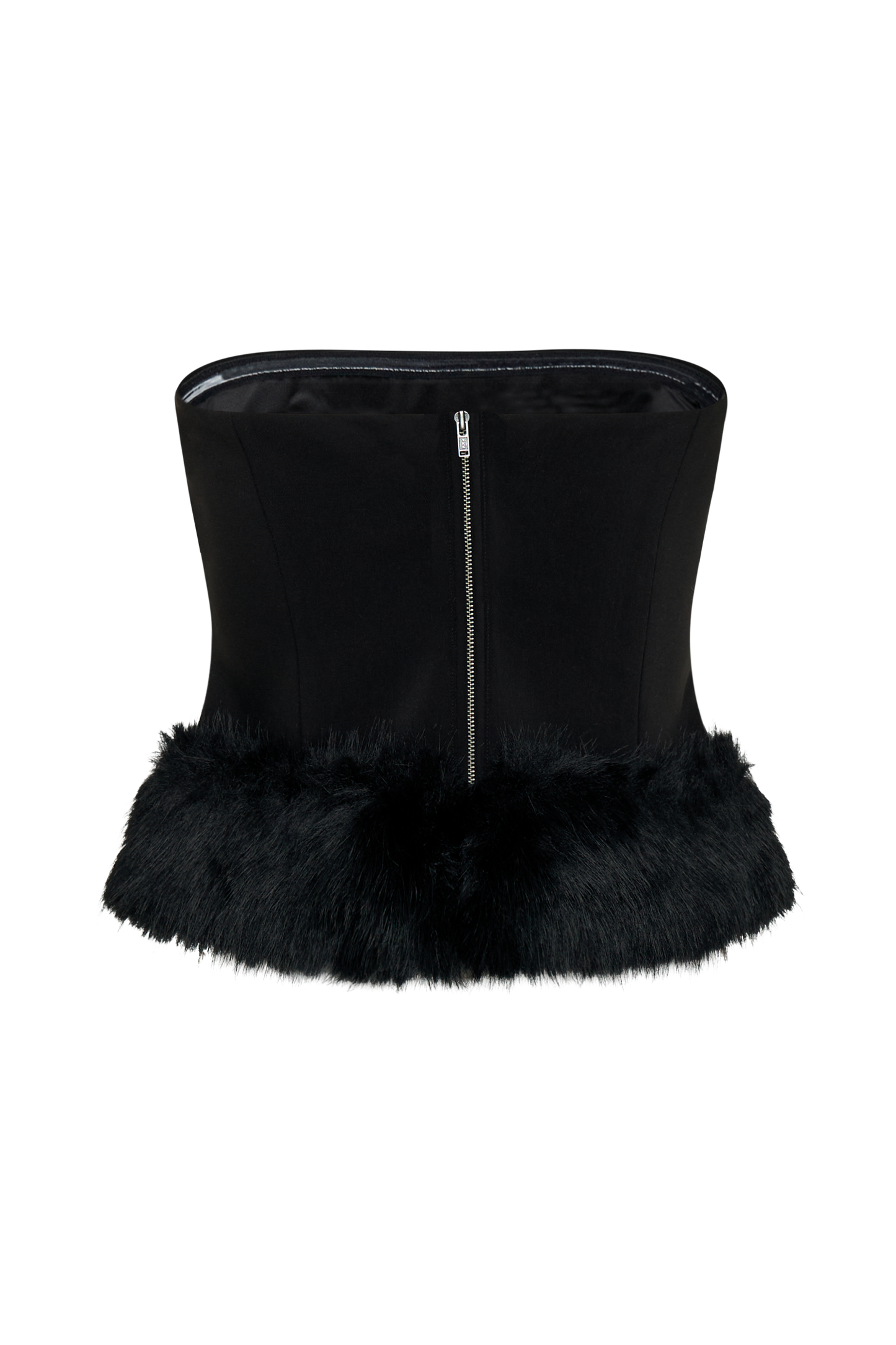 Top sans bretelles en fausse fourrure Jacklyn - Noir