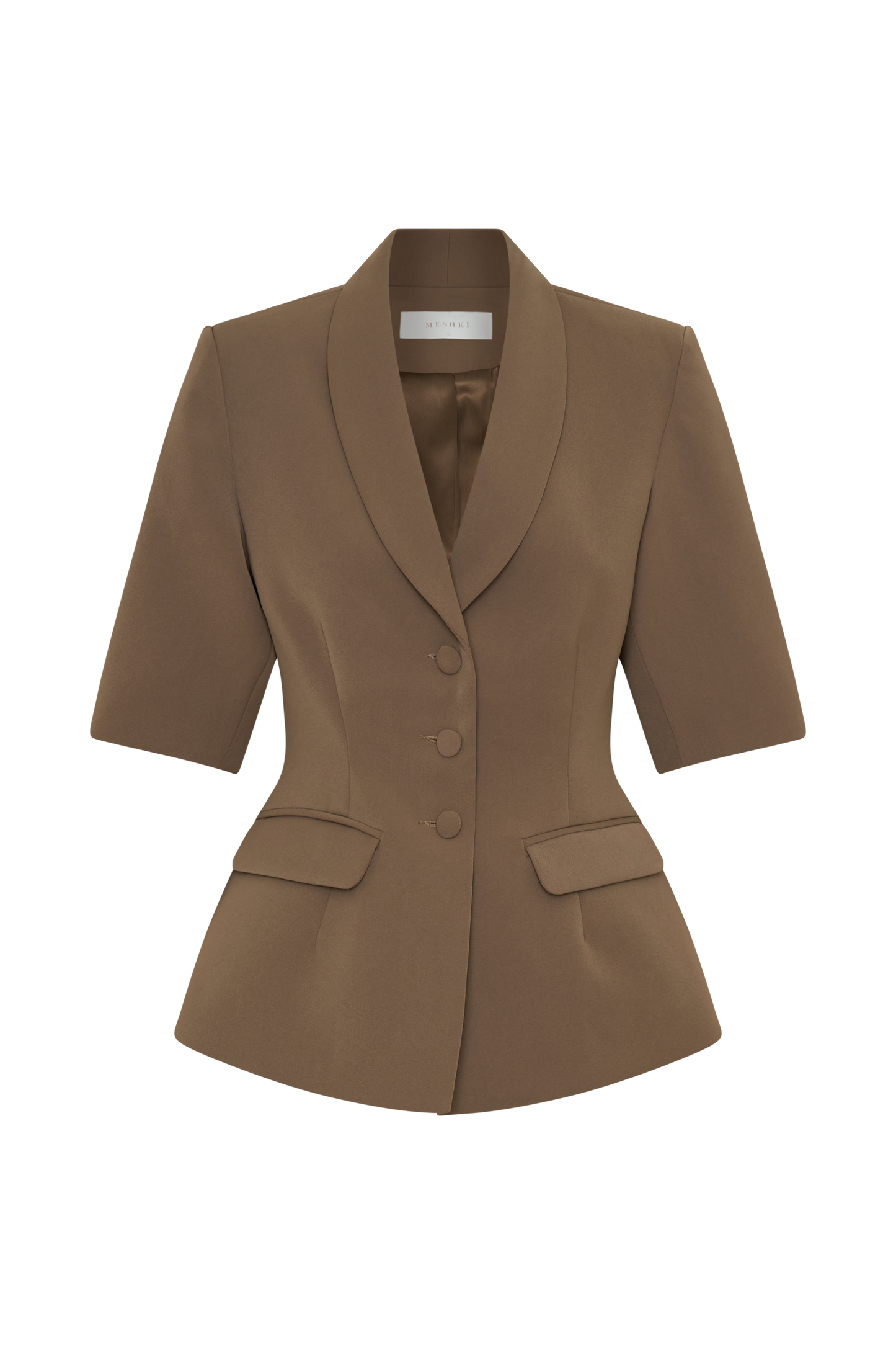 Top tailleur à manches bouffantes Opal - Brun cacao