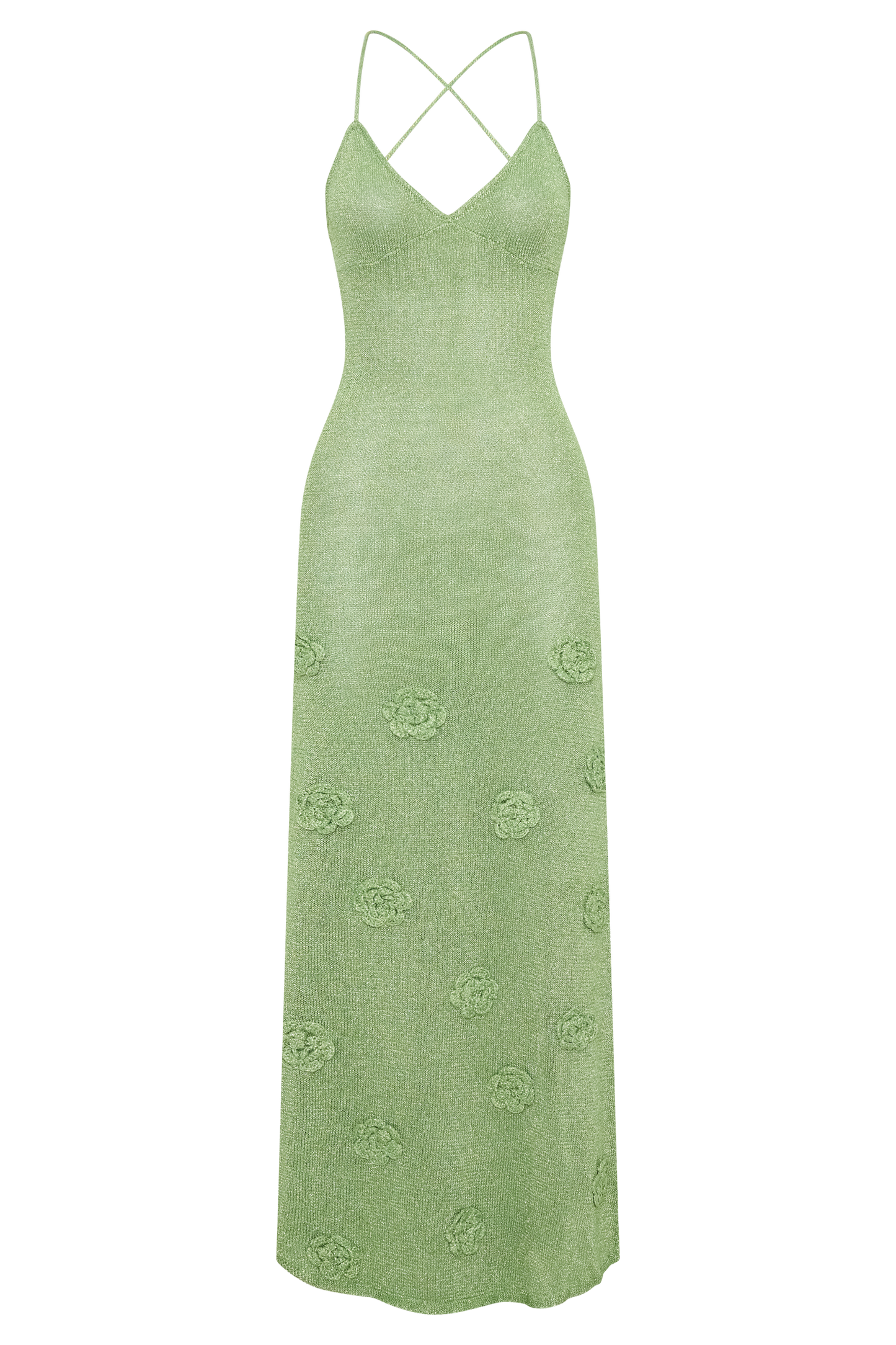 Robe Maxi en Tricot Métallisé Suki - Vert Pastel