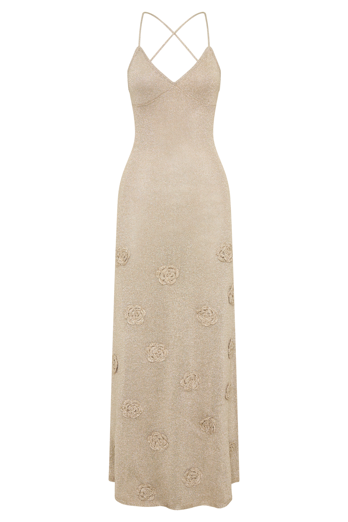 Robe Maxi en Tricot Métallisé Suki - Or