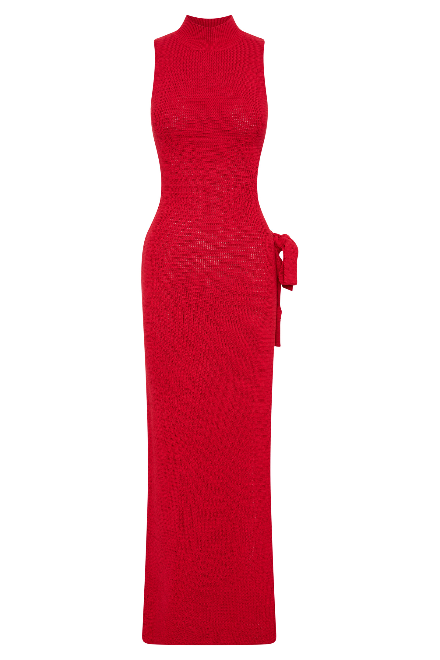 Robe Maxi Tricot Perforée Stephanie - Rouge