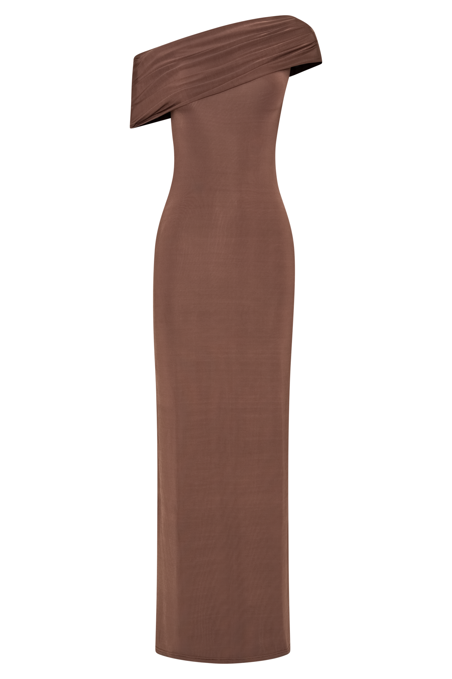 Robe Maxi Épaules Découvertes et Étroite Cassandra - Chocolat