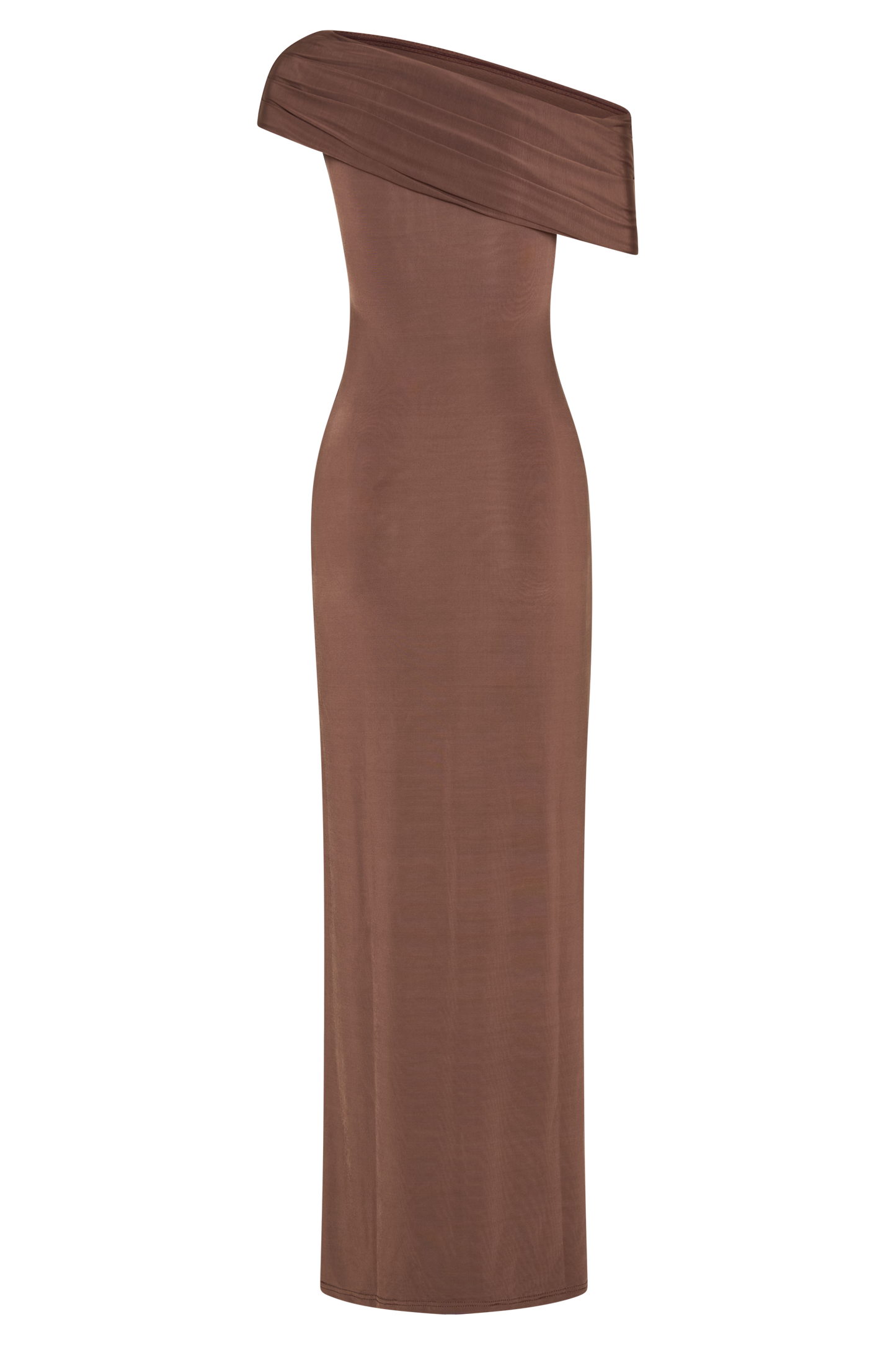 Robe Maxi Épaules Découvertes et Étroite Cassandra - Chocolat