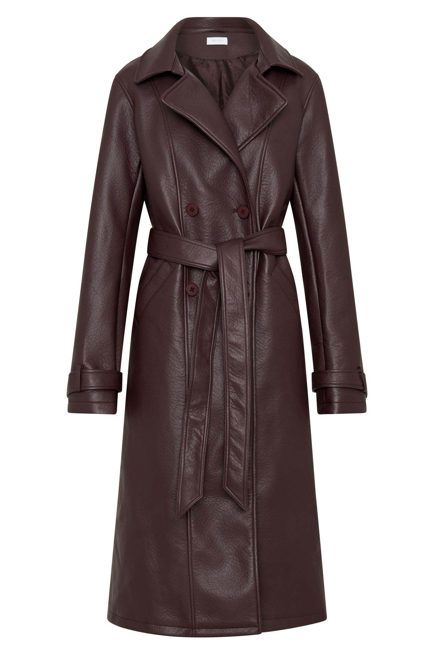 Manteau-trencher en simili cuir Tarah - Brun cacao