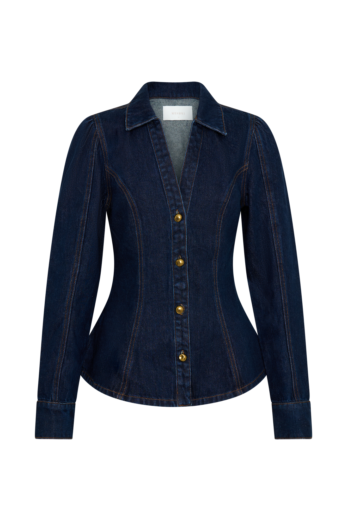 Top en jean à manches longues Hilary - Bleu indigo