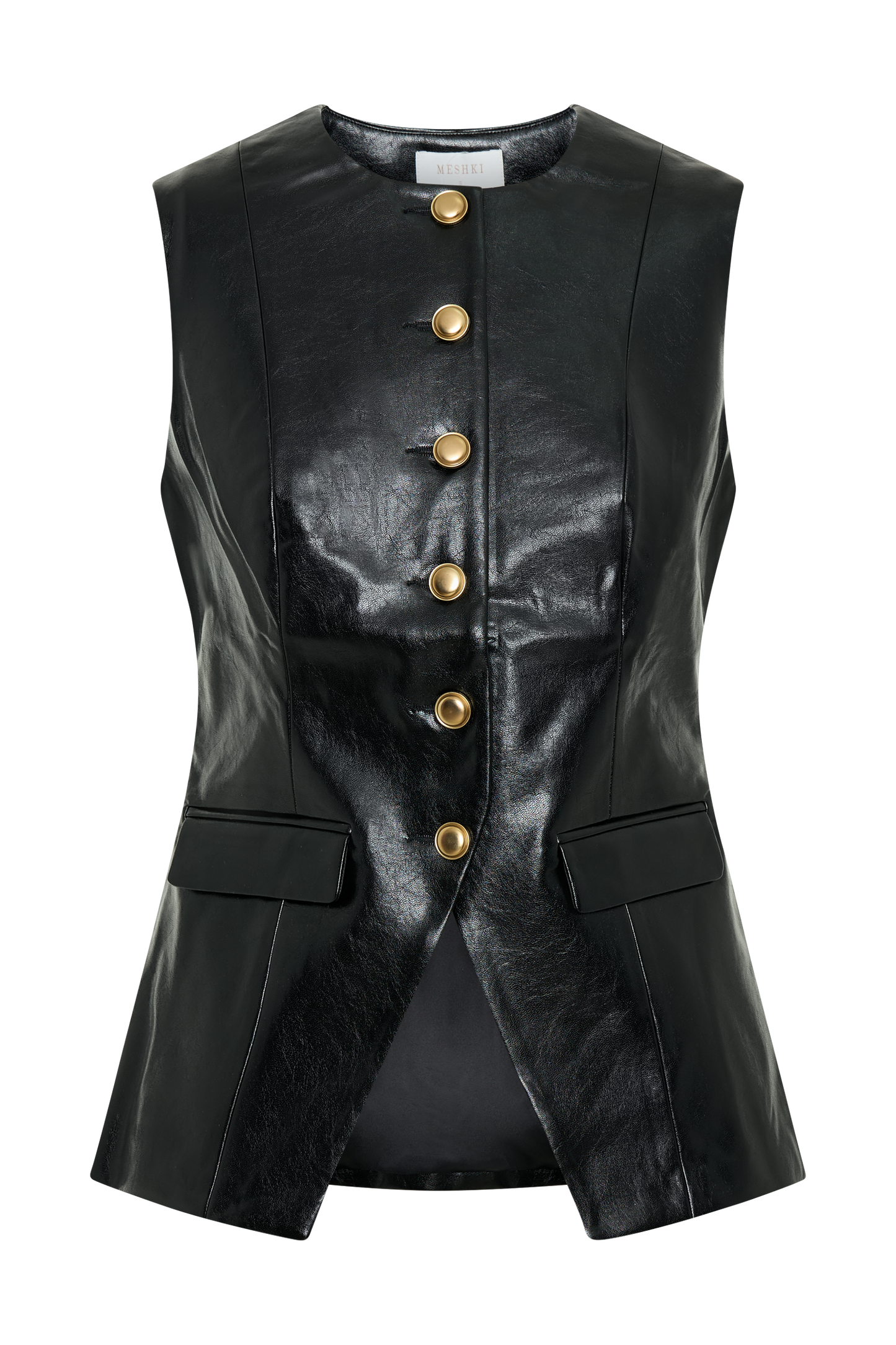 Gilet sans manches en simili cuir Coralia - Noir