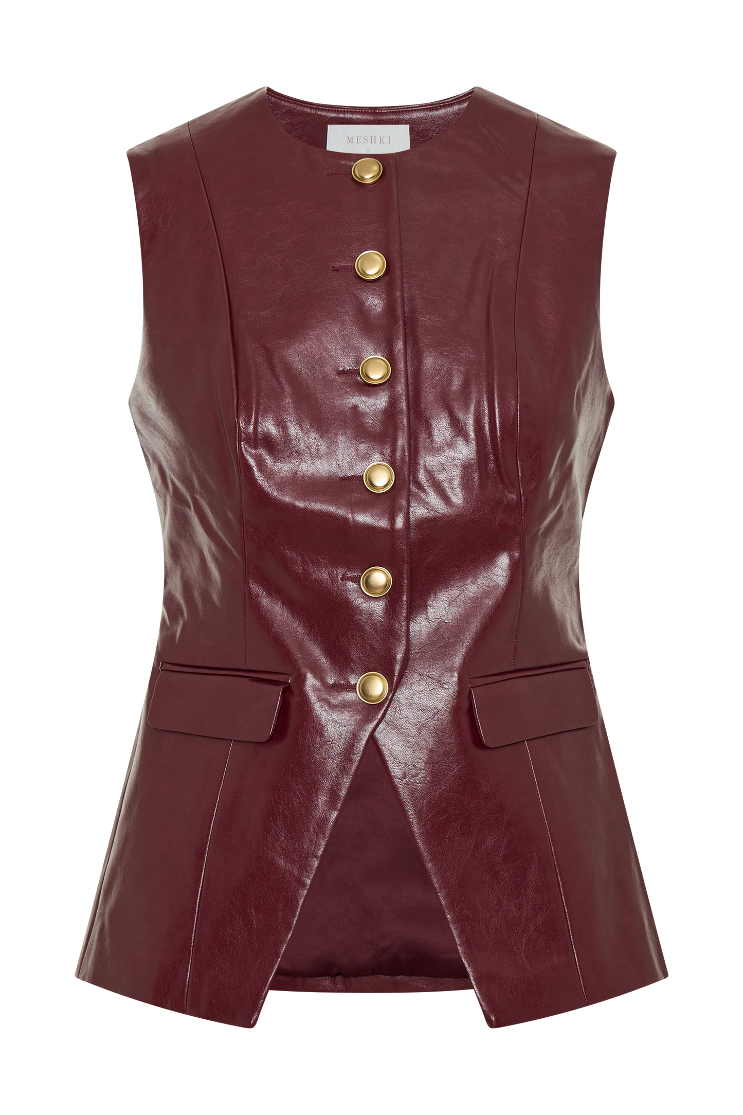 Gilet sans manches en simili cuir Coralia - Rouge cerise