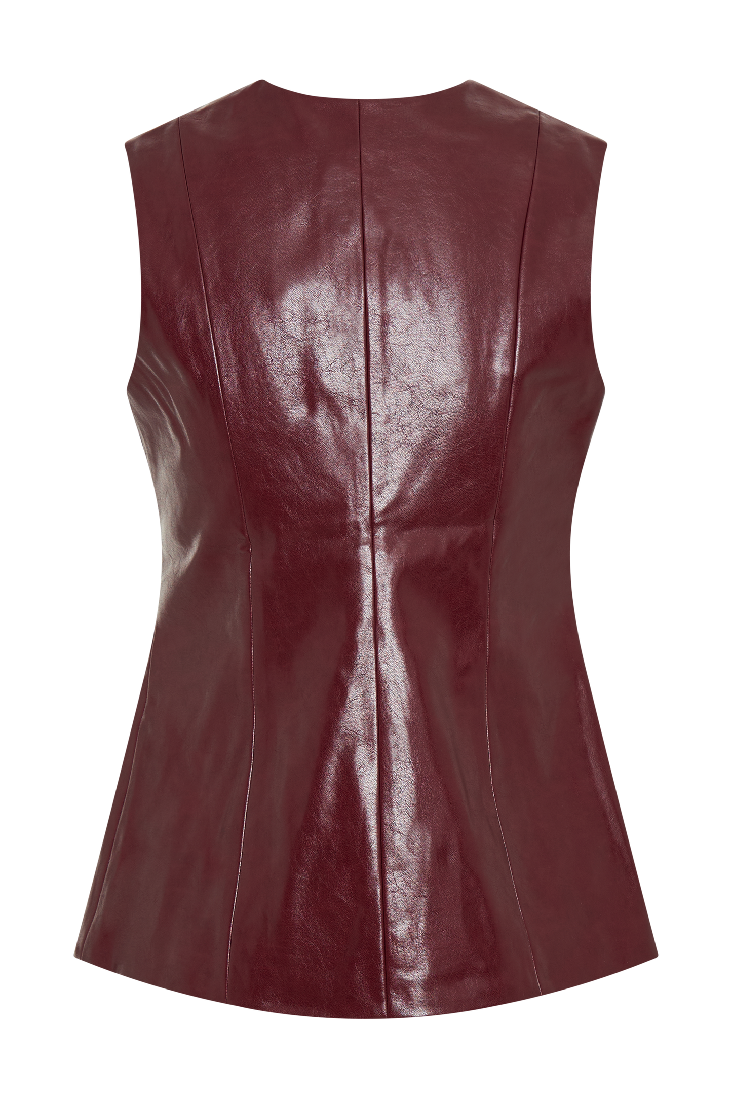 Gilet sans manches en simili cuir Coralia - Rouge cerise