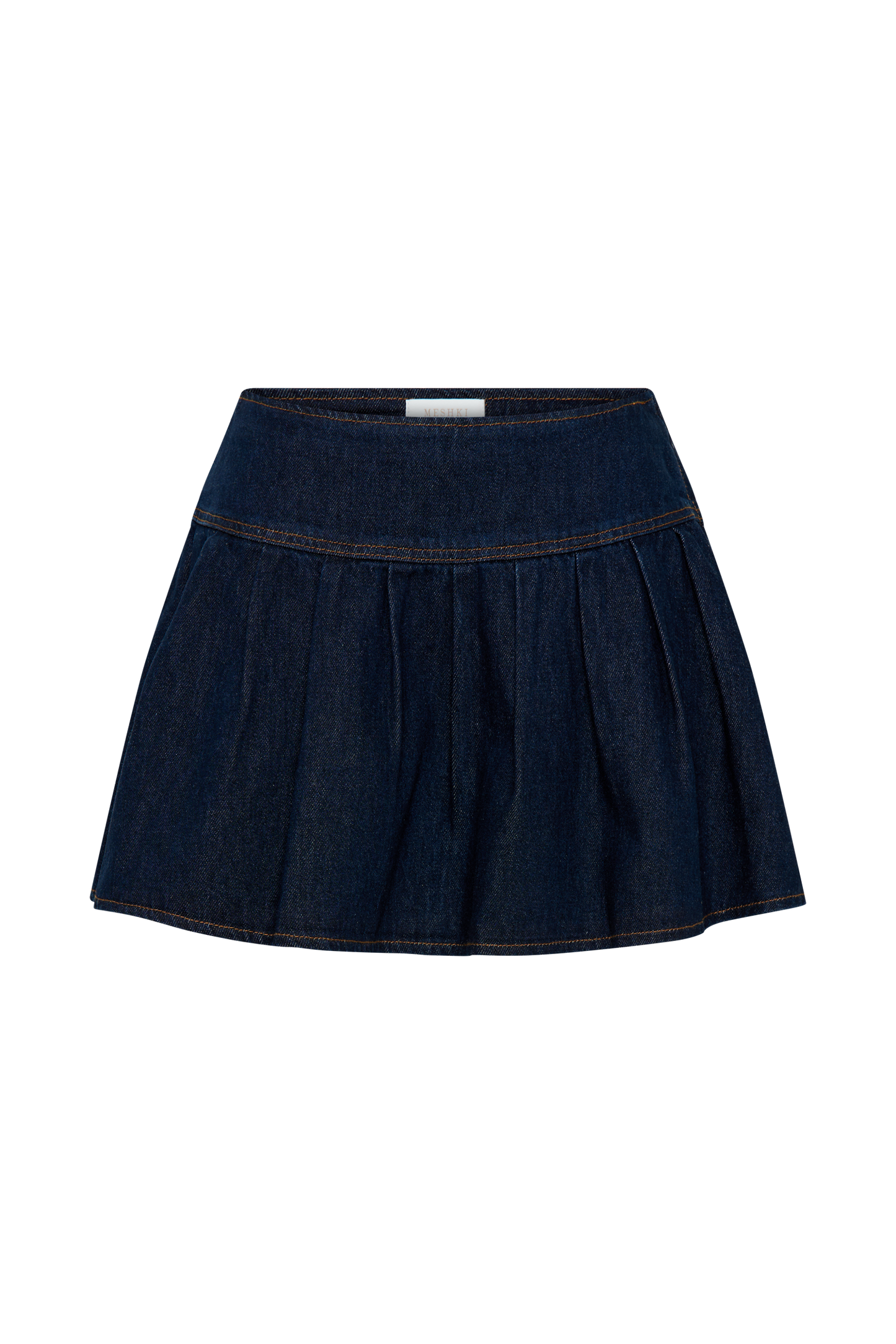 Jupe mini en jean plissée Candice - Bleu indigo