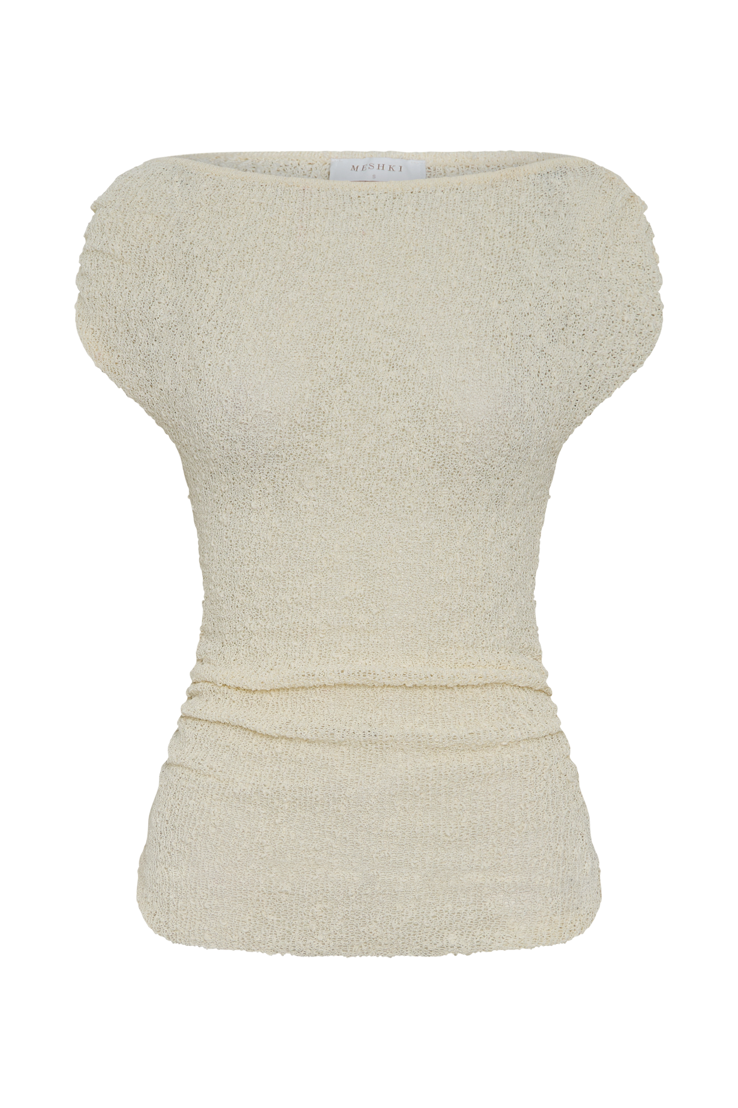 Top en tricot bouclé à épaules dénudées Chloe - Ivoire