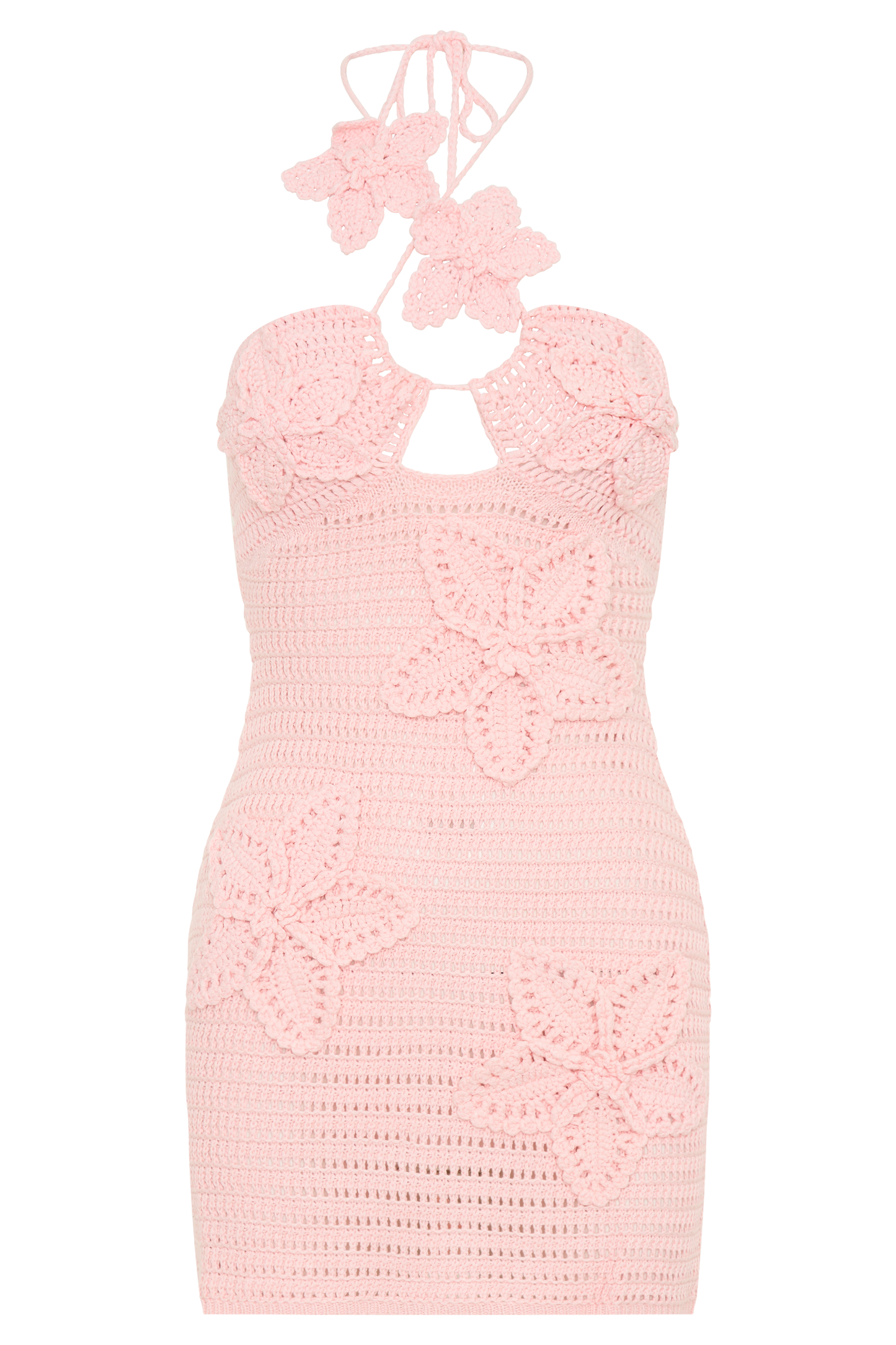 Robe mini en crochet floral Kyla - Rose