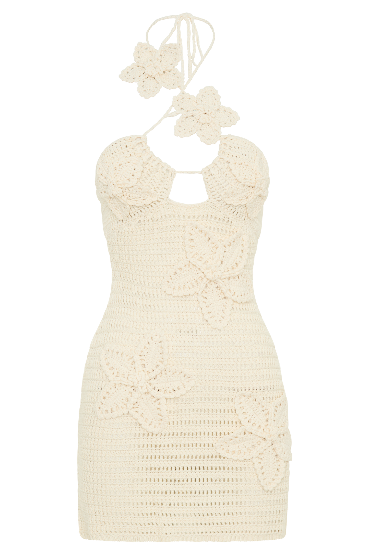 Mini-robe en crochet à motifs floraux Kyla - Crème glacée