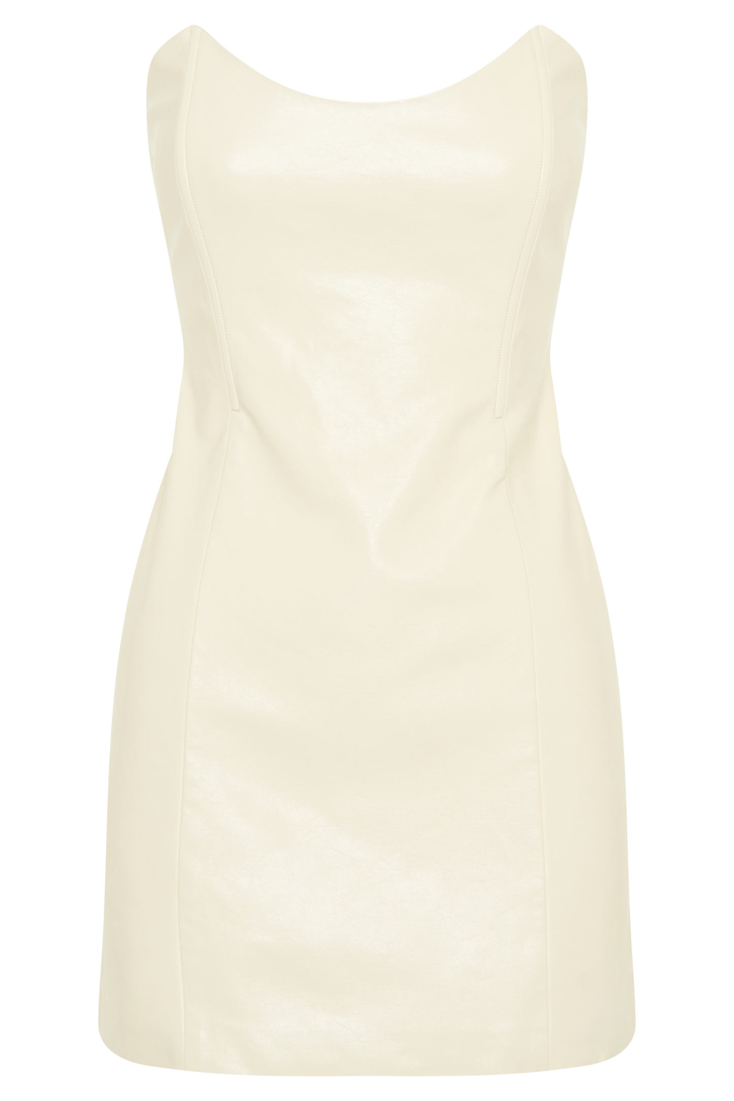 Mini-robe sans bretelles en simili cuir Sophie - Ivoire