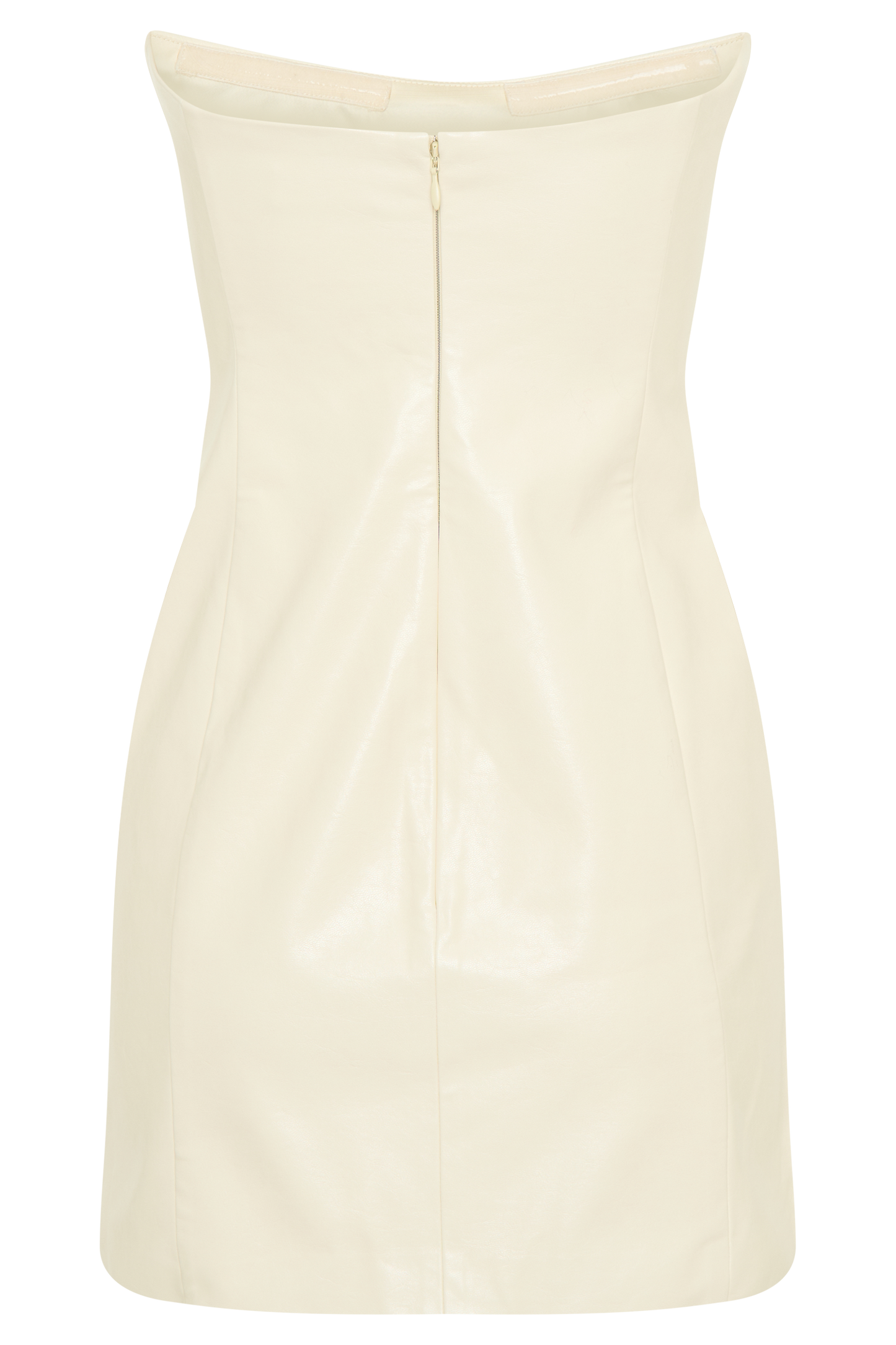 Mini-robe sans bretelles en simili cuir Sophie - Ivoire