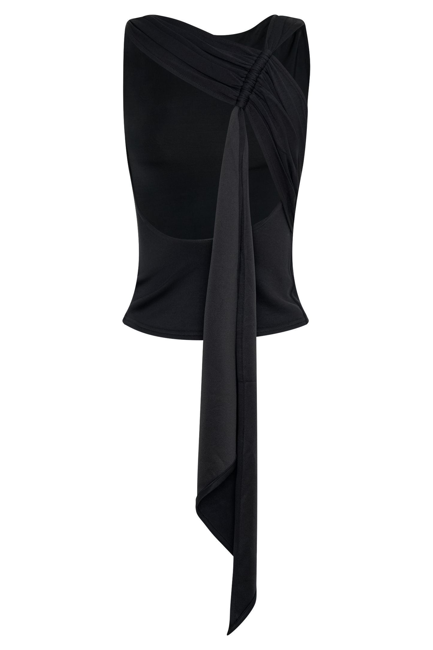 Top asymétrique en jersey scuba Catelyn - Noir