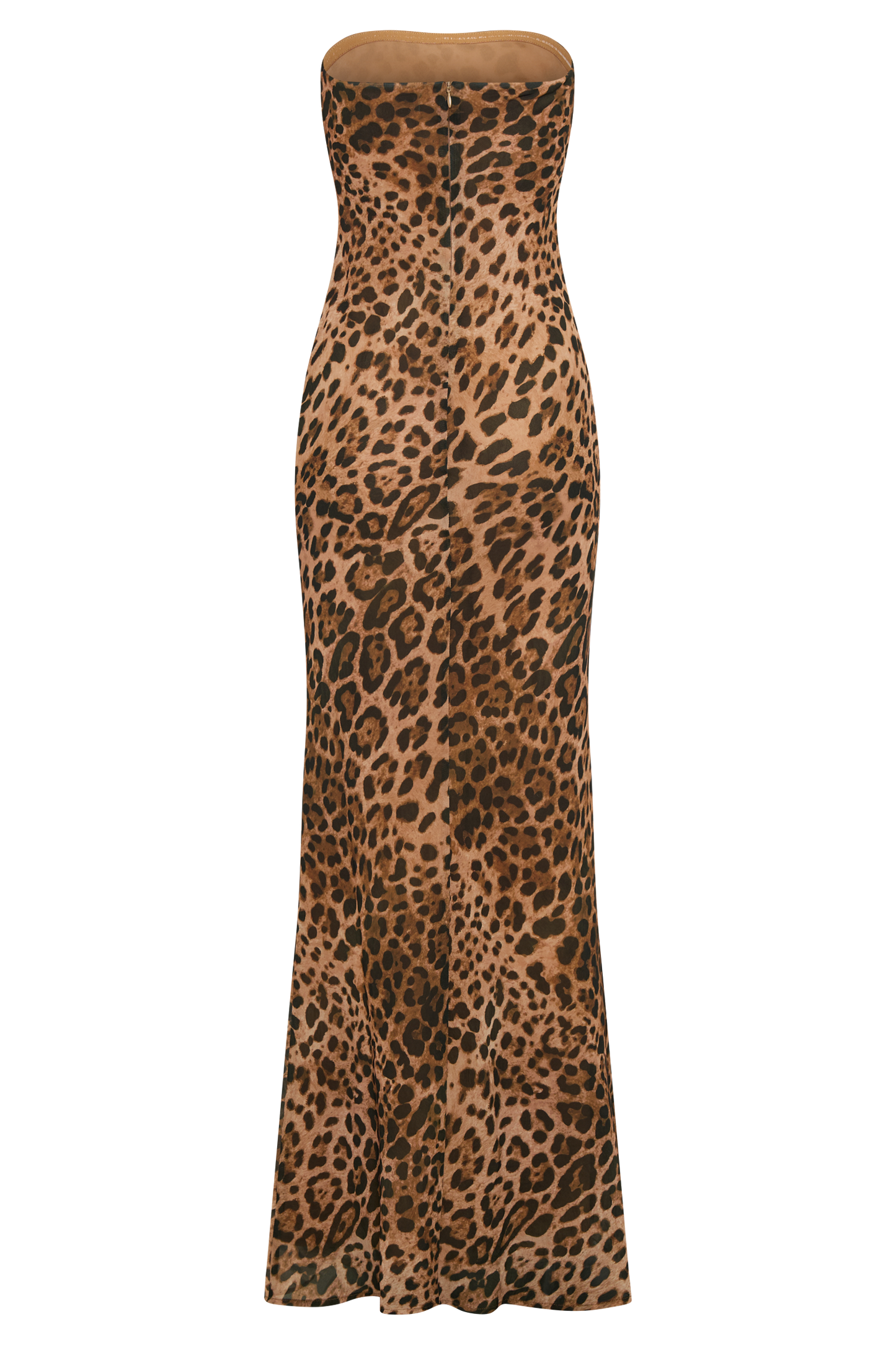 Breanna Robe Maxi en Chiffon sans Bretelles - Imprimé Léopard