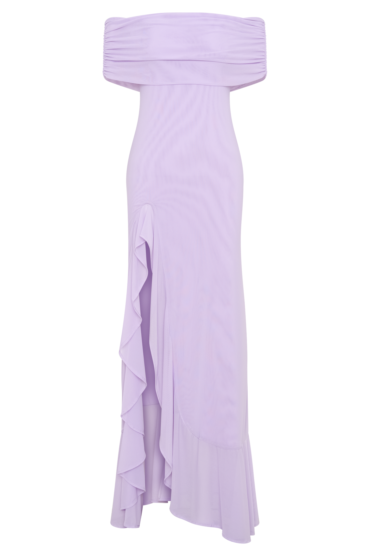 Robe Maxi en Maille Audrey à Manches Décolletées - Lilas