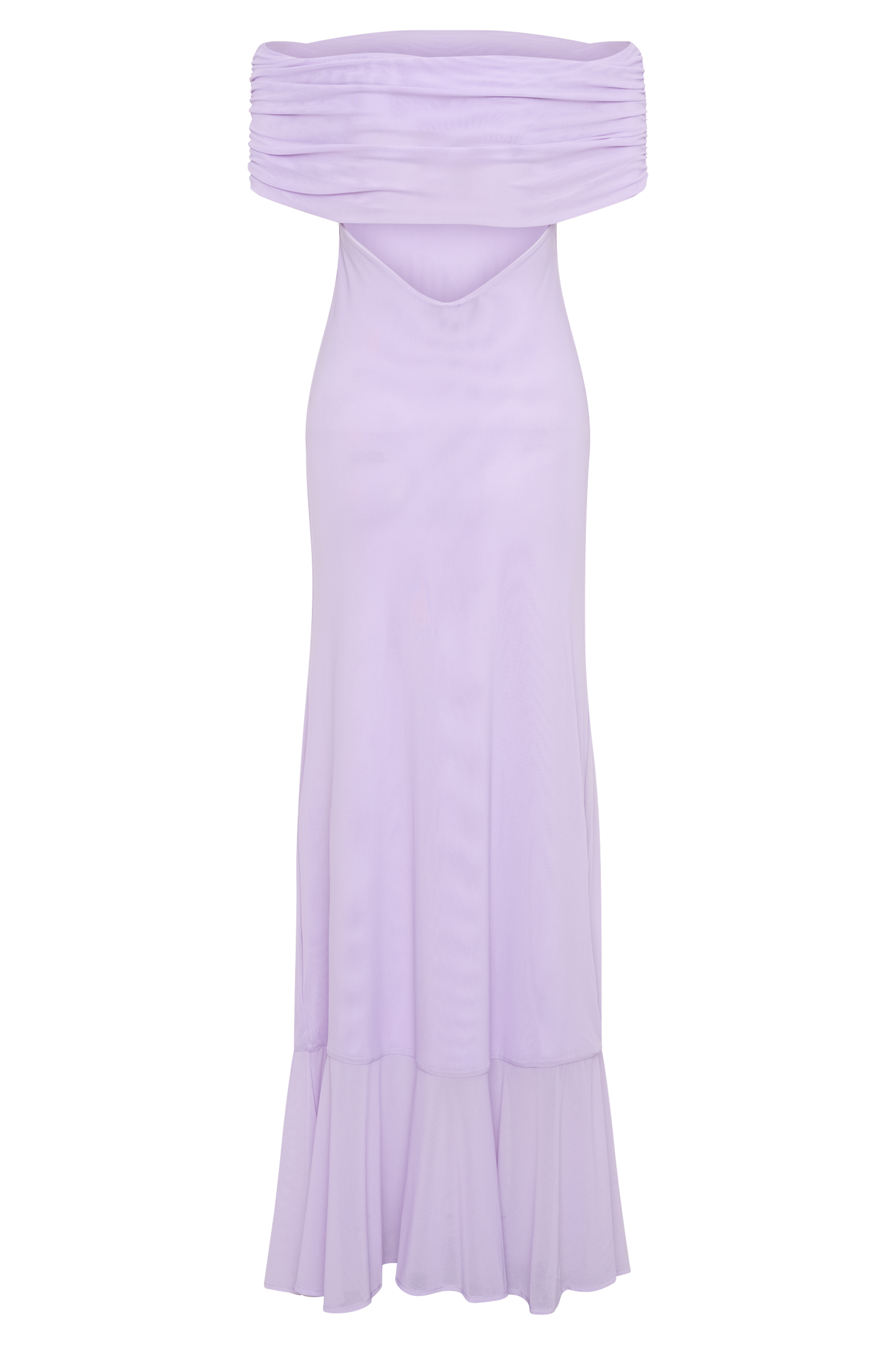 Robe Maxi en Maille Audrey à Manches Décolletées - Lilas