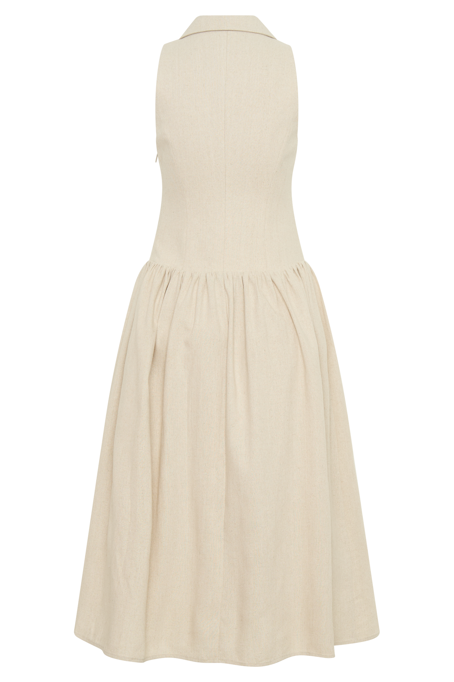 Robe midi à col en lin Valery - Naturel