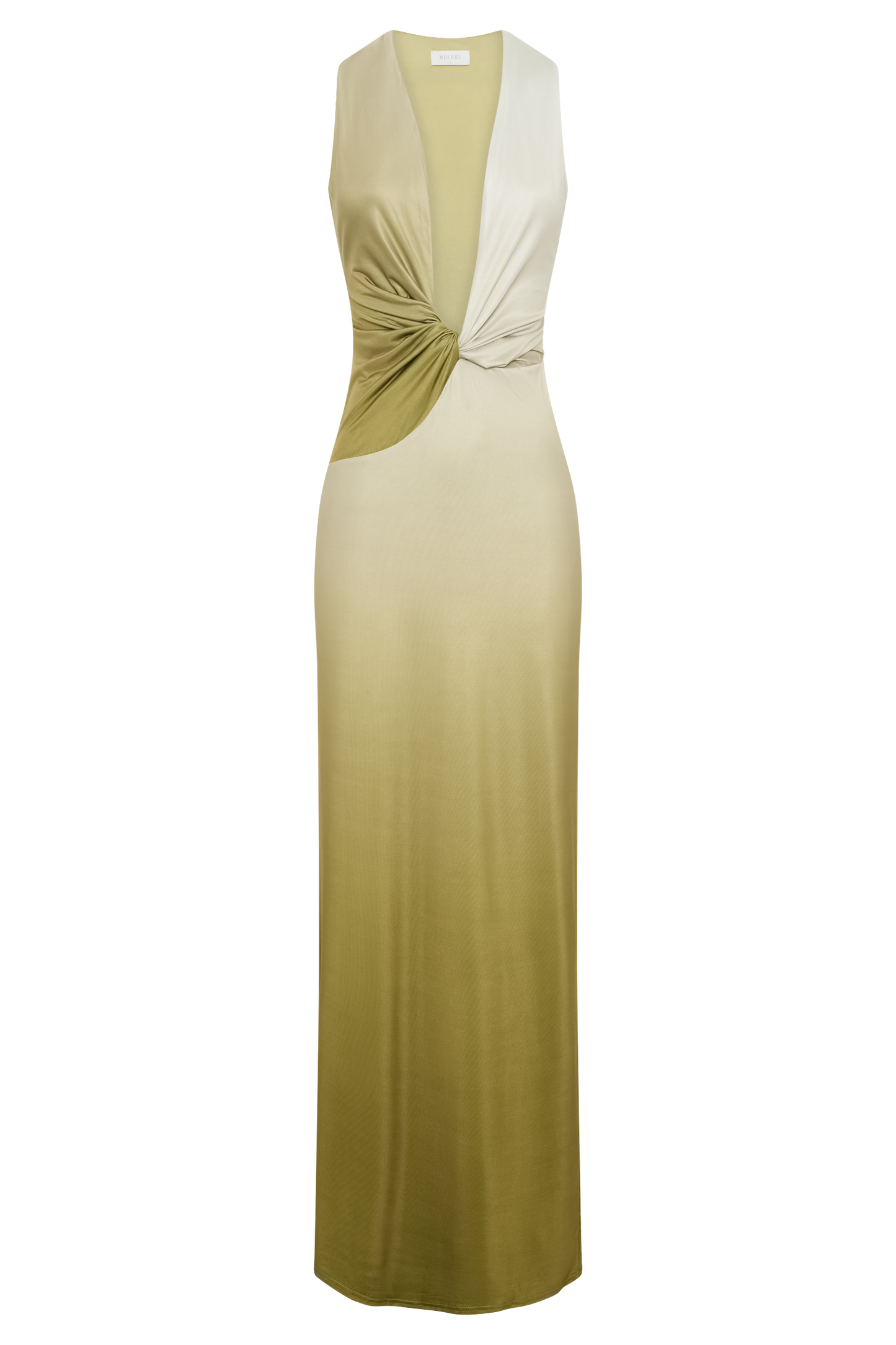 Robe Maxi Stella Dégradée et Étroite - Vert Olive Vintage Ombré