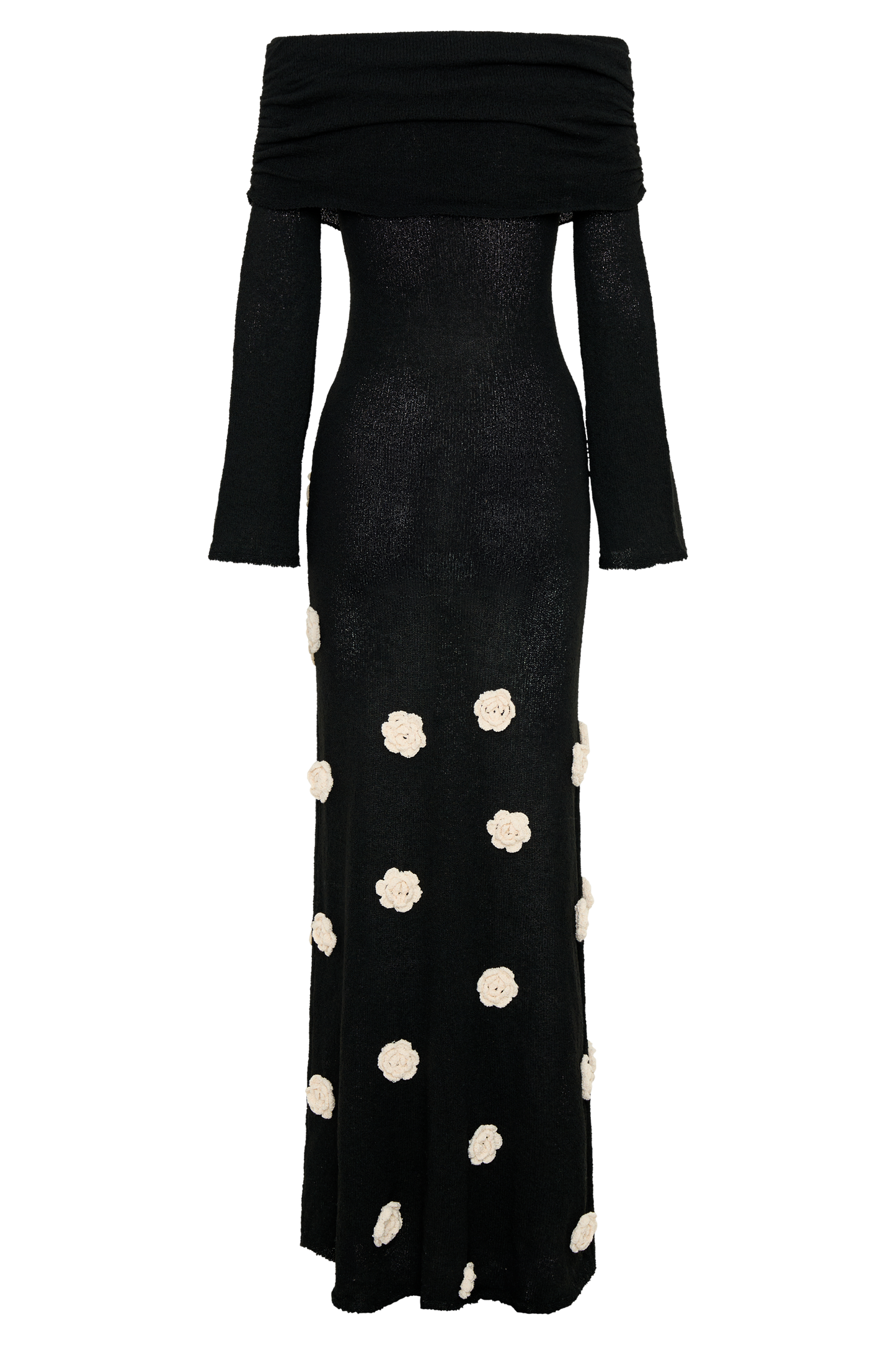 Robe Maxi en Tricot à Manches Décolletées Kiki - Rose - Noir/Blanc