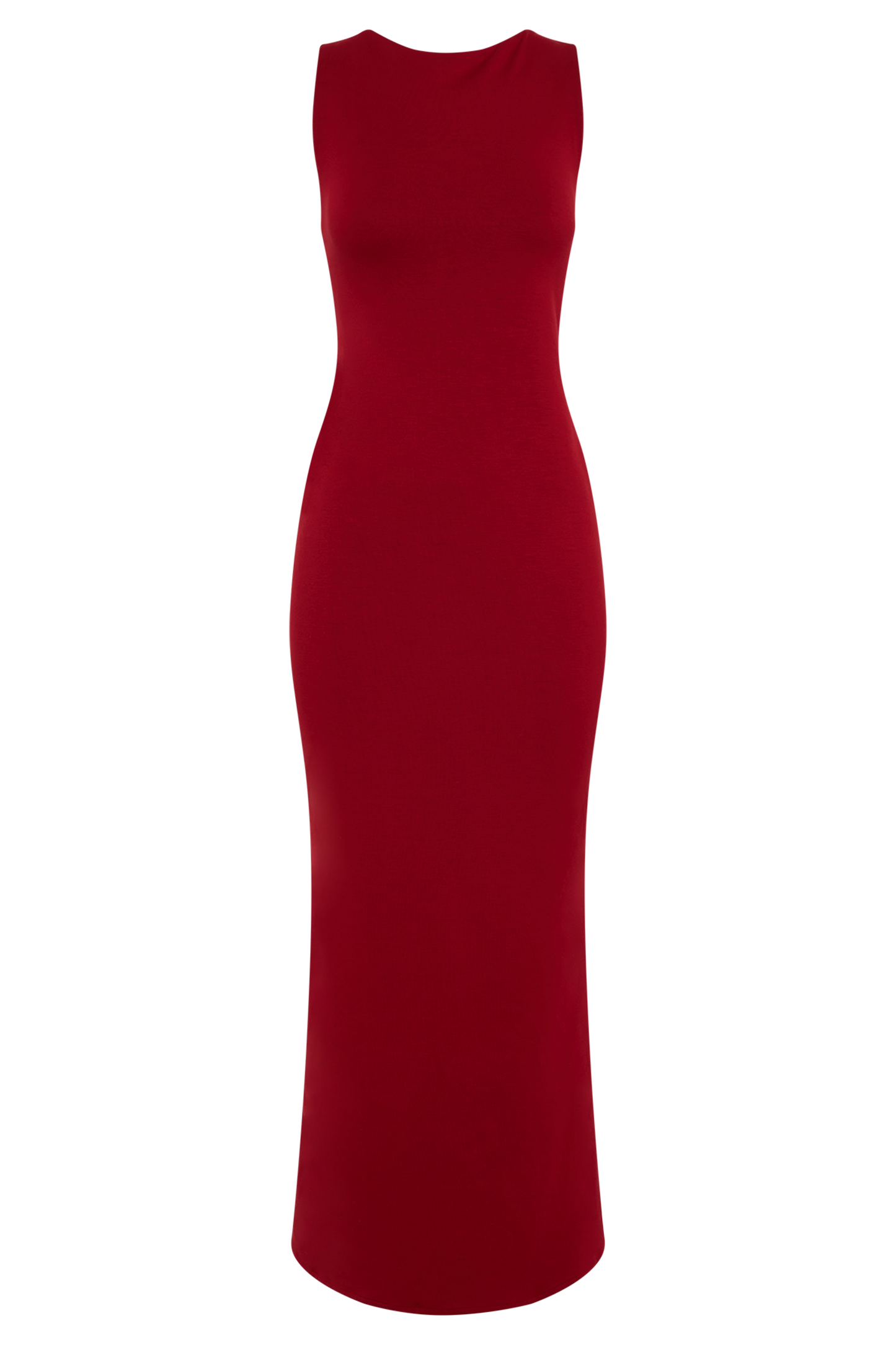Robe midi asymétrique en jersey scuba Catelyn - Rubis