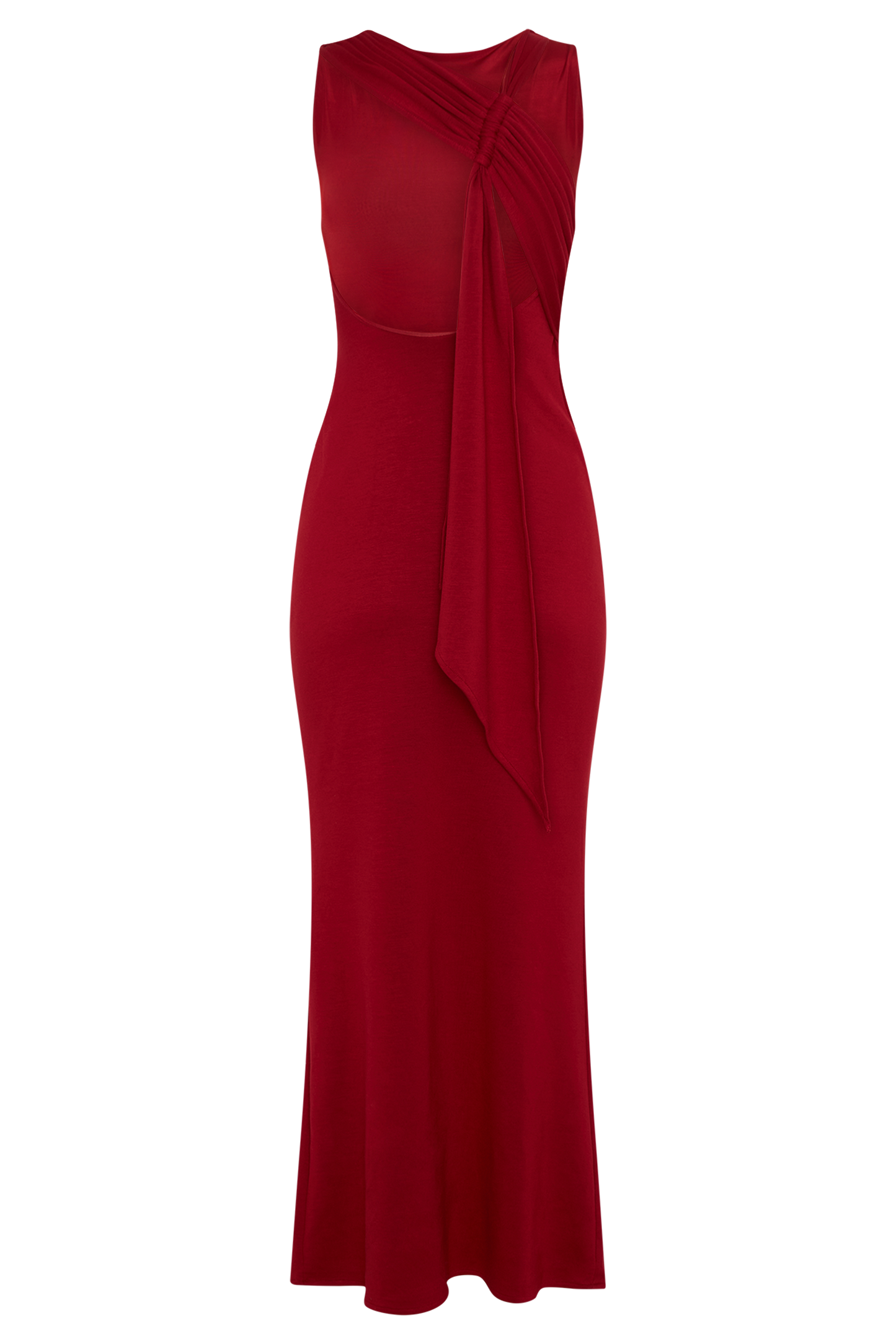 Robe midi asymétrique en jersey scuba Catelyn - Rubis