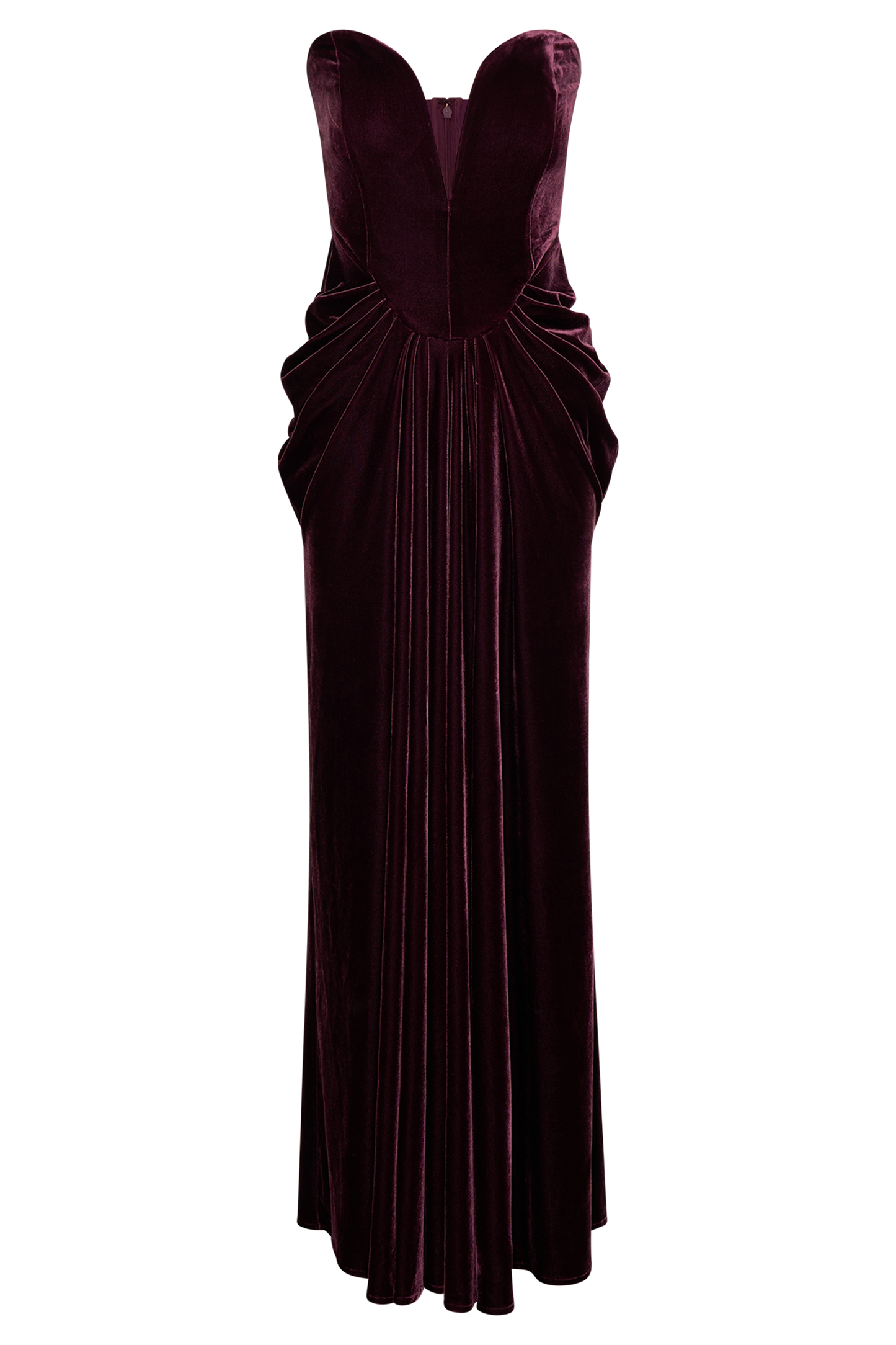 Paige Robe Maxi en Velours Sans Bretelles - Prune