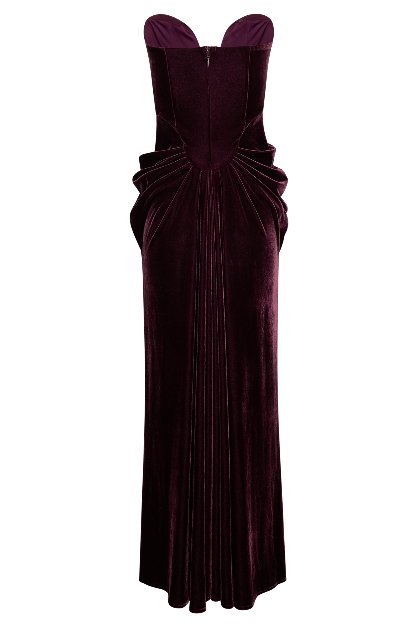 Paige Robe Maxi en Velours Sans Bretelles - Prune