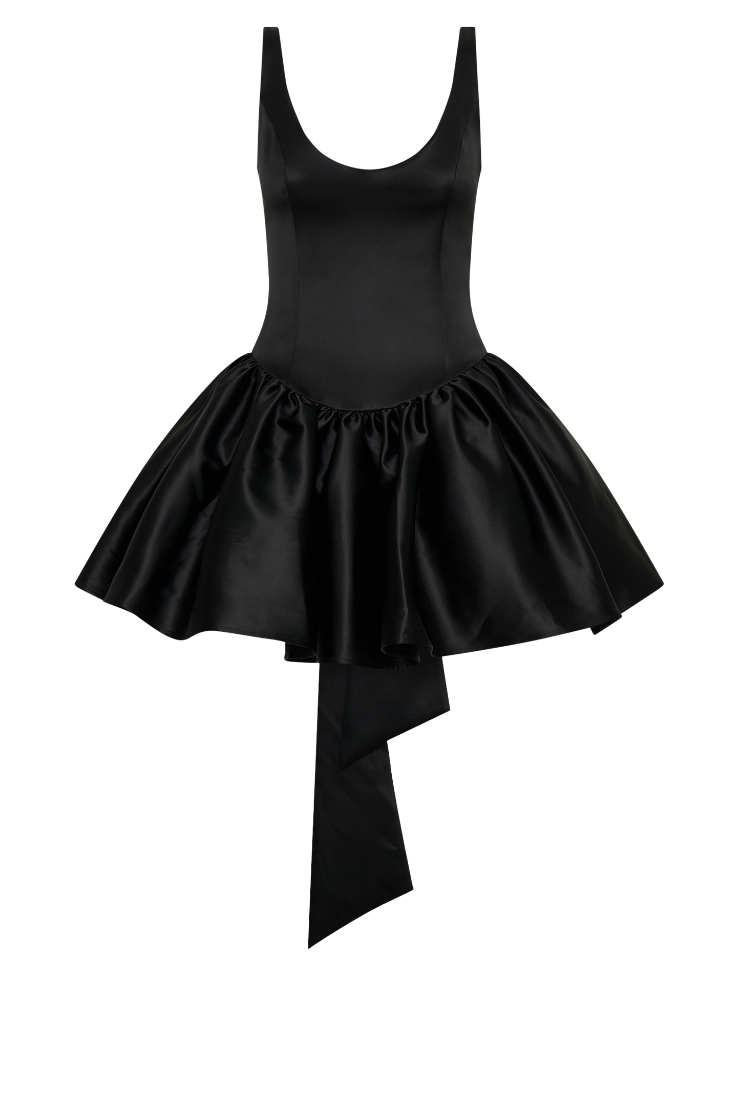 Mini-robe en satin Felicia avec nœud - Noir