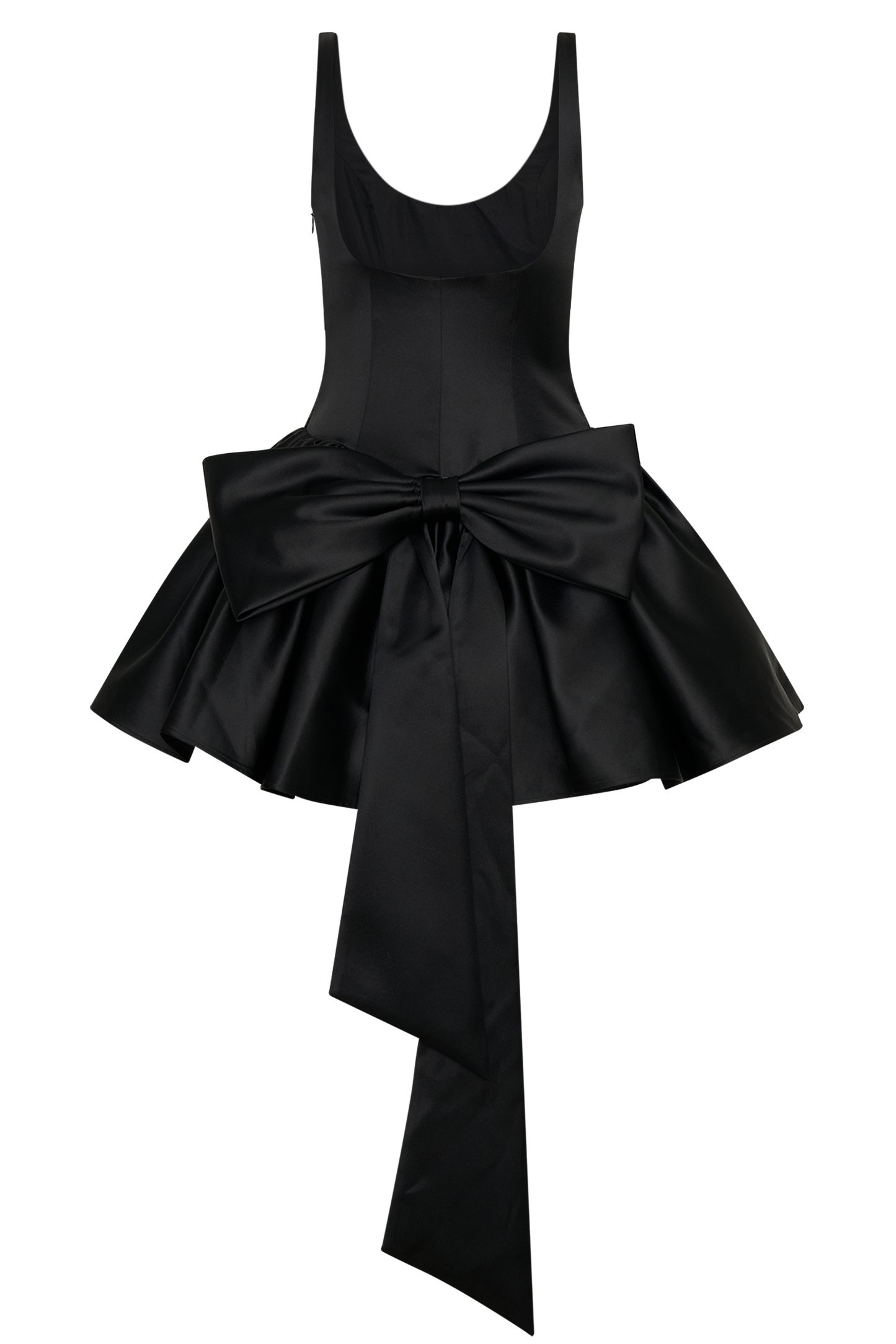 Mini-robe en satin Felicia avec nœud - Noir