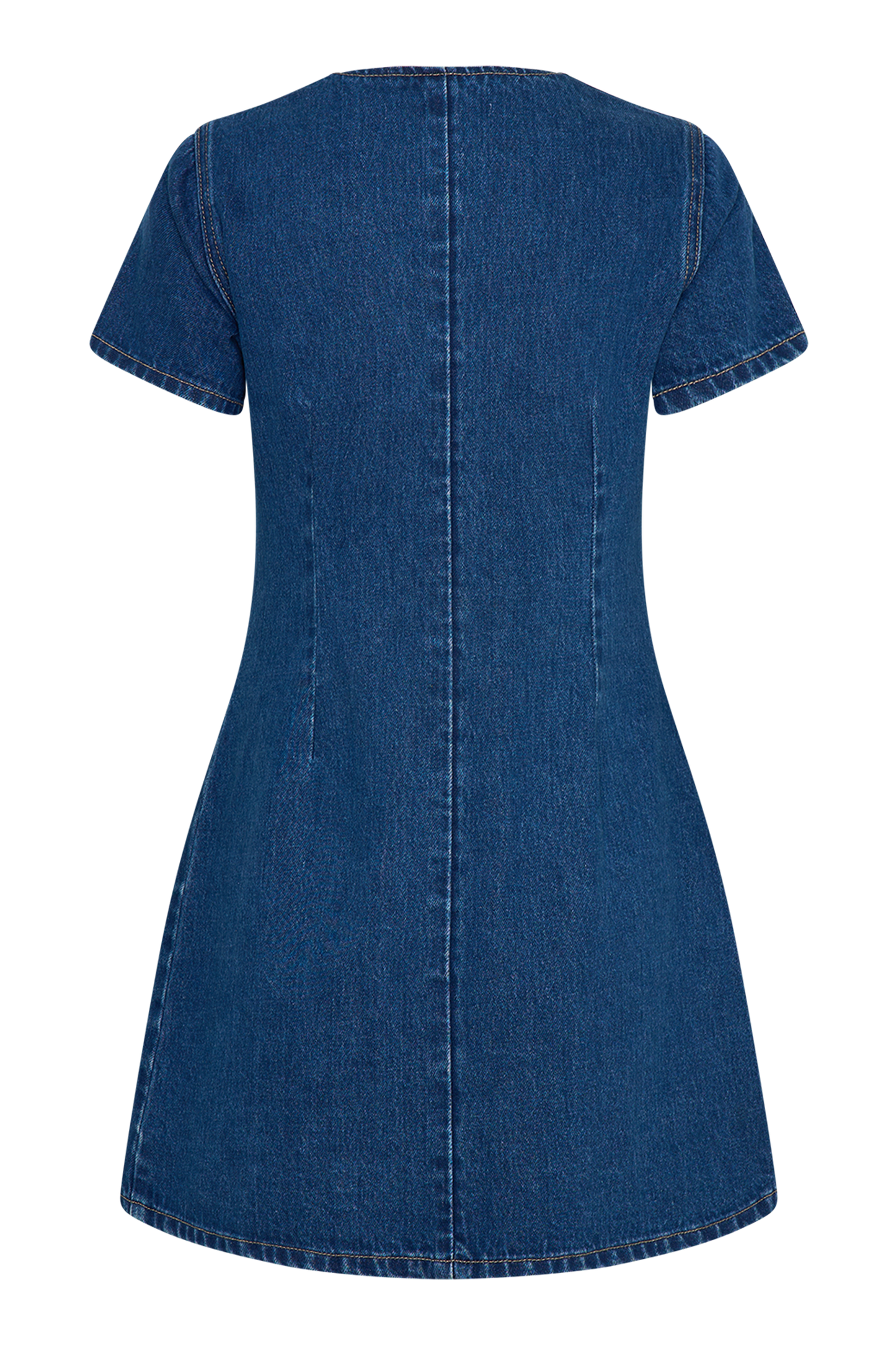 Mini-robe en jean à col en forme de cœur Monica - Bleu foncé